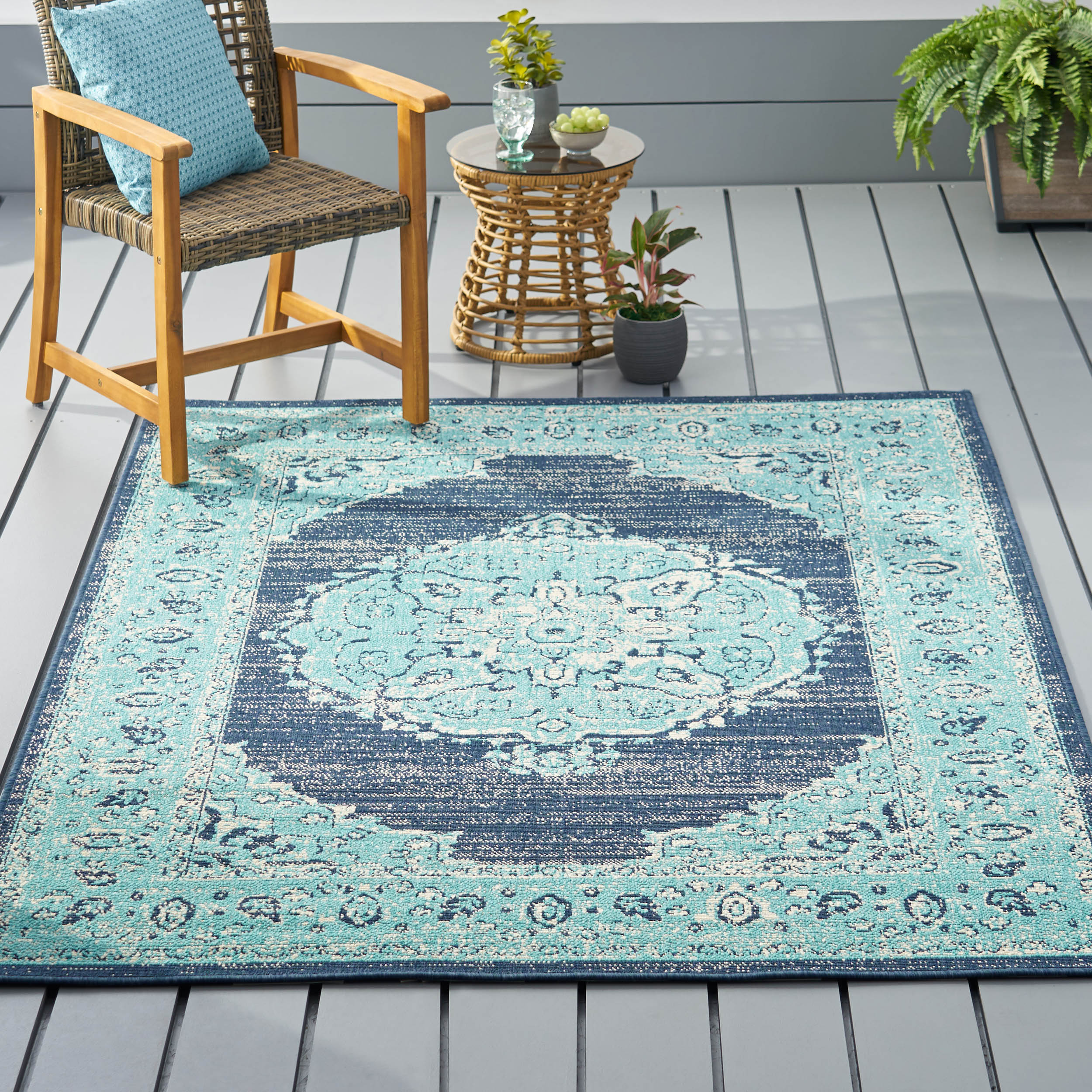 84" x 63" Outdoor Polypropylene Area Rug with Rectangle Shape