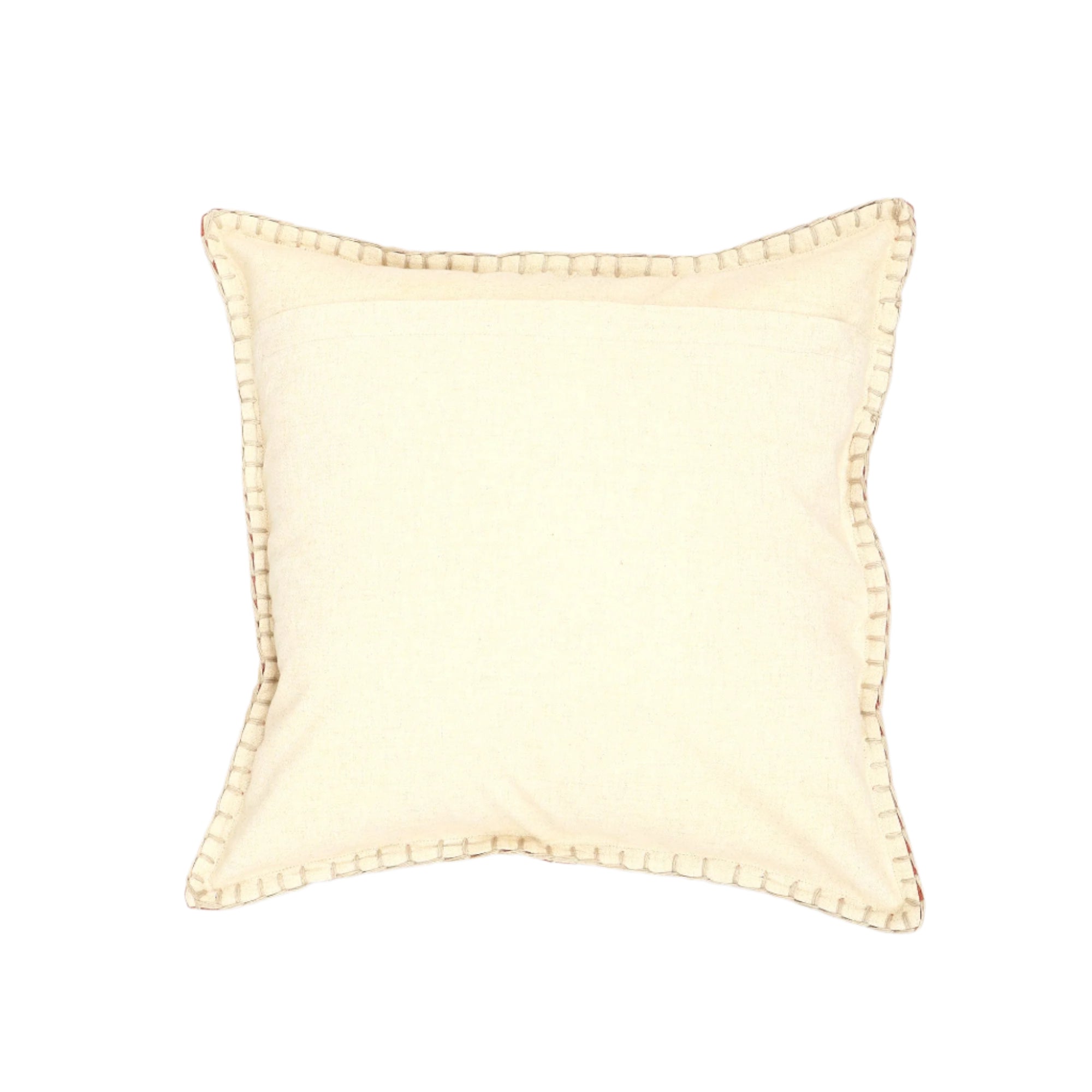 Stonewashed Cotton Velvet Throw Pillow with Decorative Handstiched Edges
