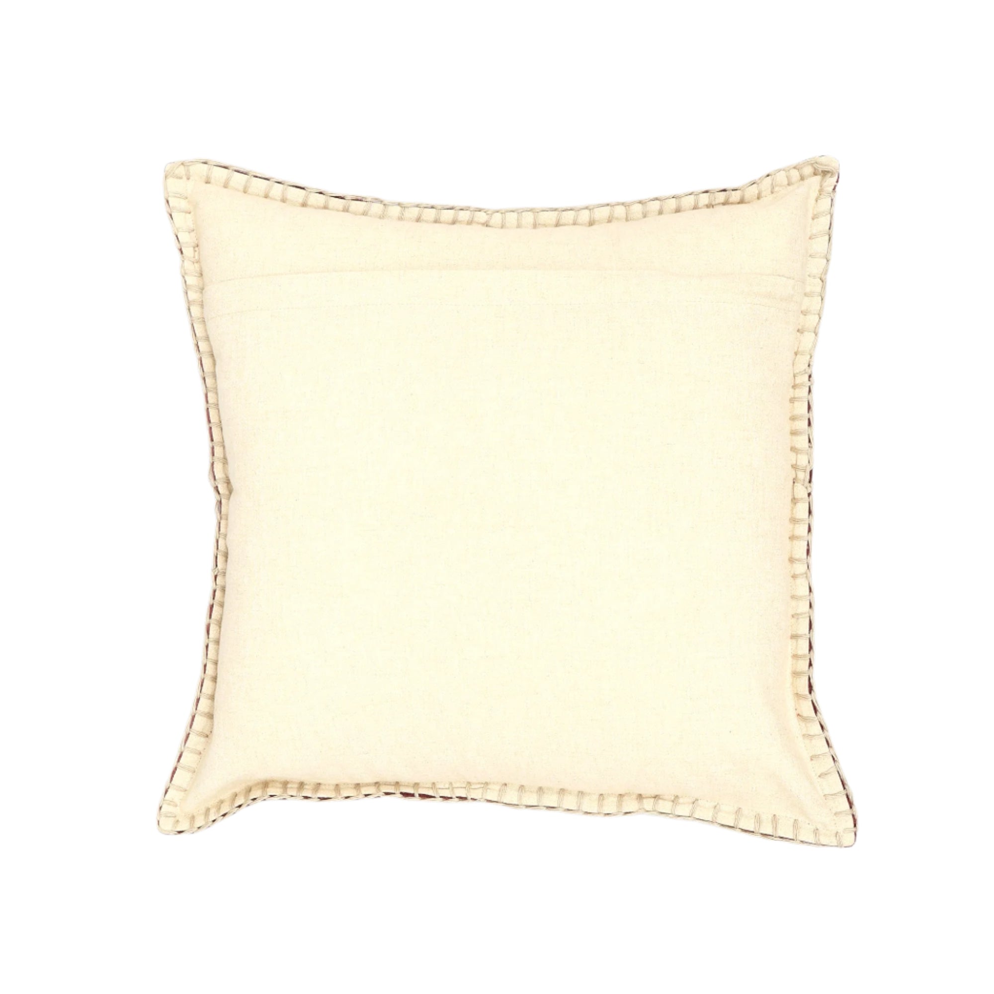 Stonewashed Cotton Velvet Throw Pillow with Decorative Handstiched Edges