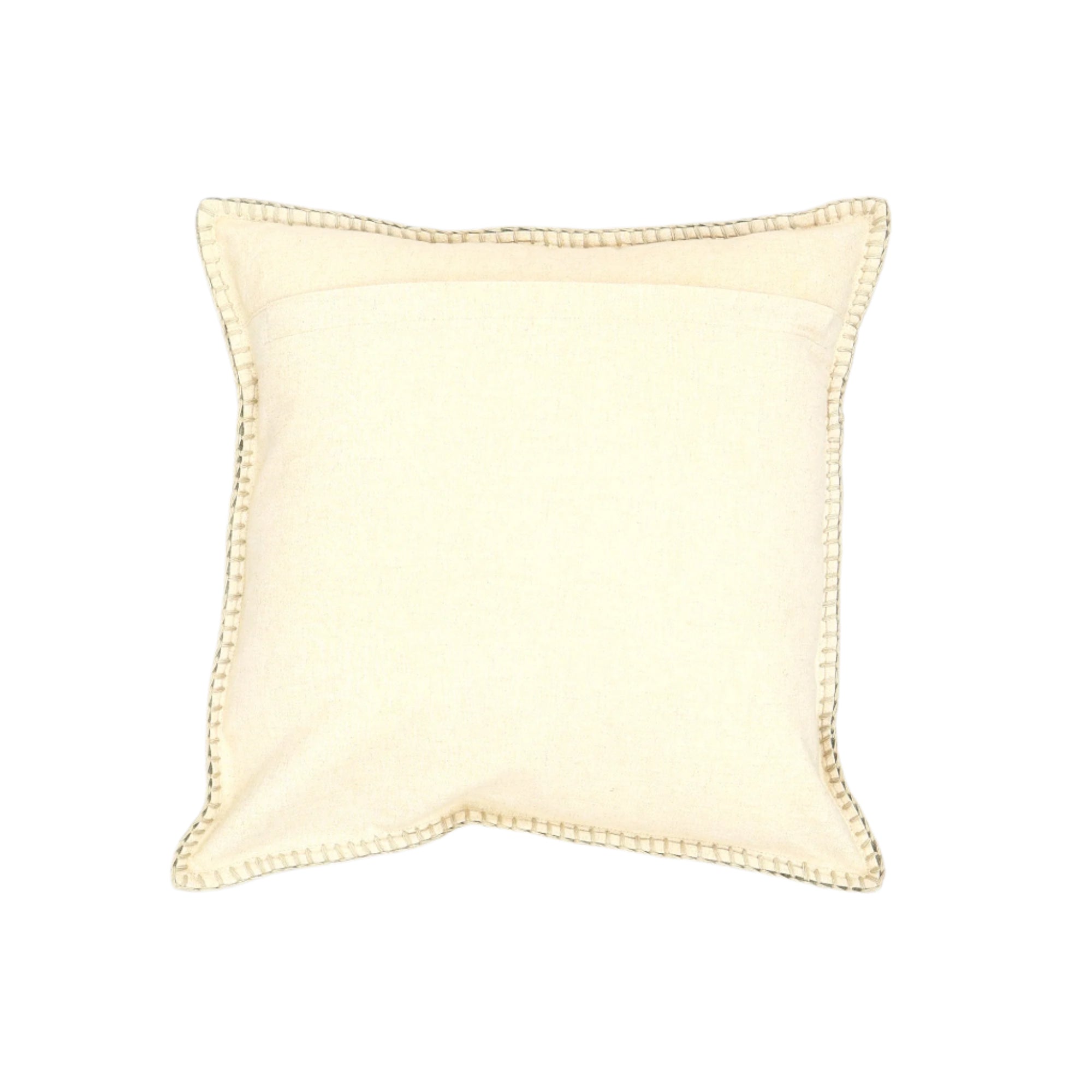 Stonewashed Cotton Velvet Throw Pillow with Decorative Handstiched Edges