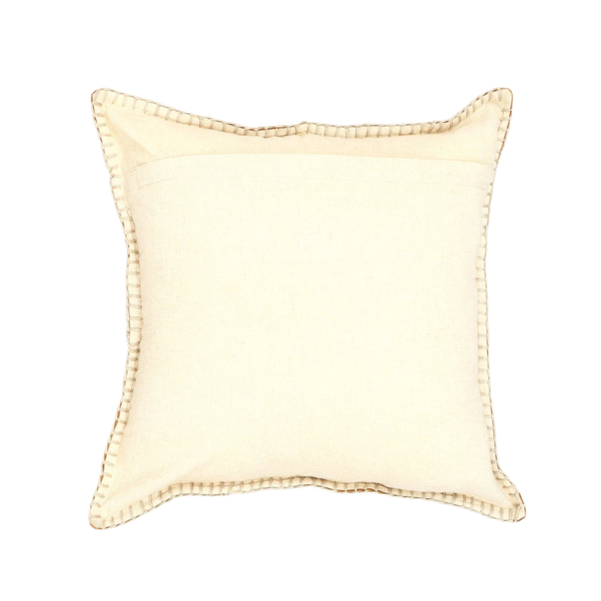Stonewashed Cotton Velvet Throw Pillow with Decorative Handstiched Edges
