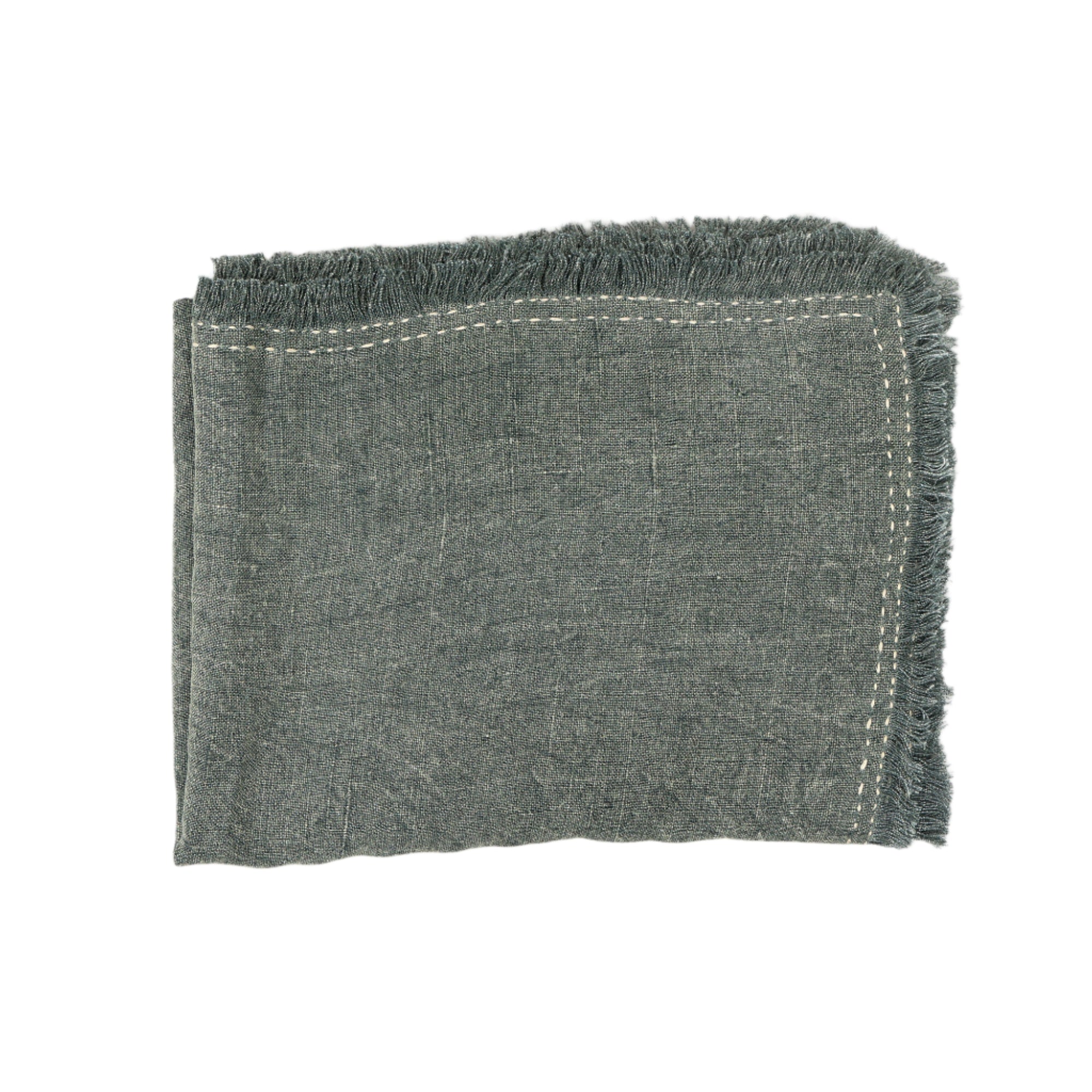 Stonewashed Linen Woven Throw Blanket with Fringe