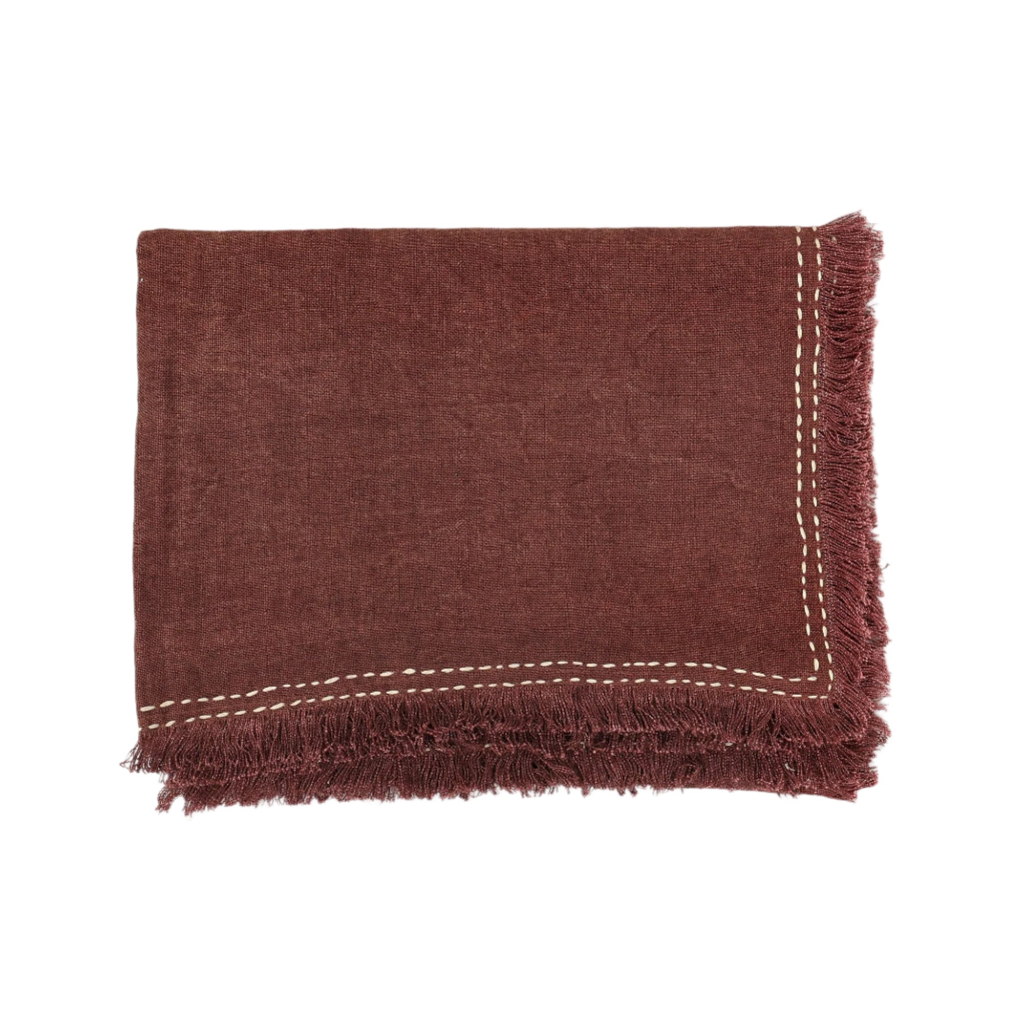 Stonewashed Linen Woven Throw Blanket with Fringe