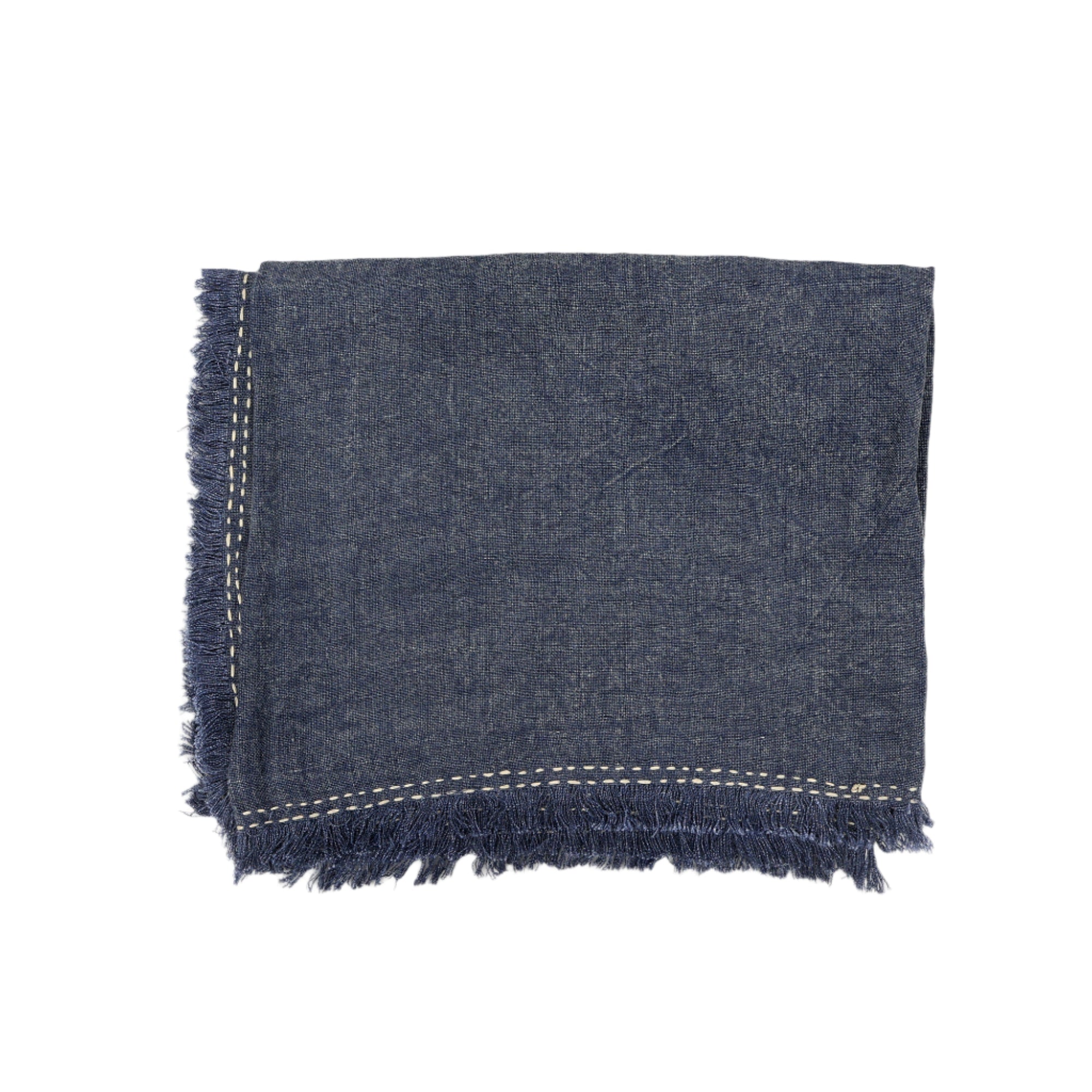 Stonewashed Linen Woven Throw Blanket with Fringe
