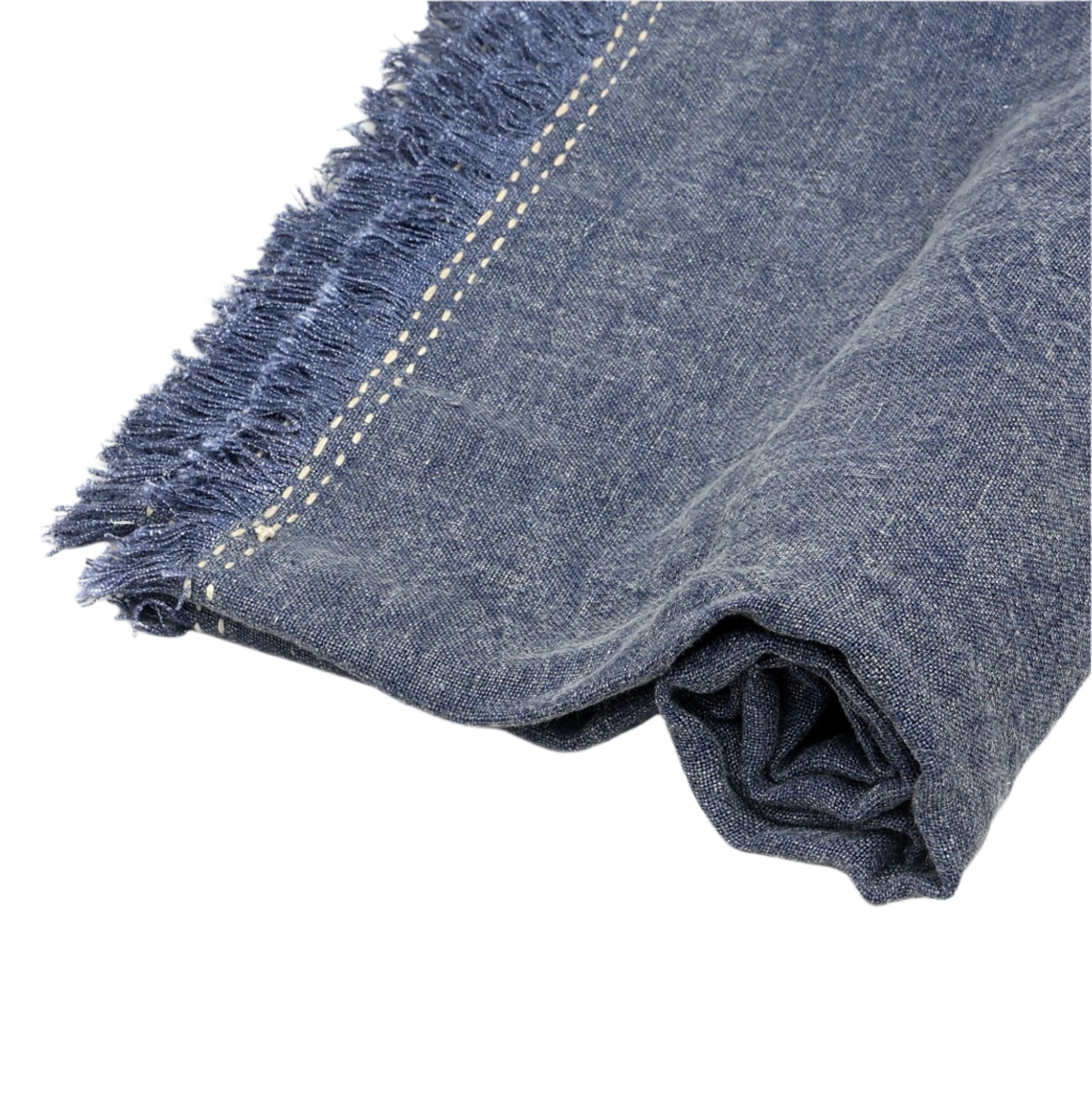 Stonewashed Linen Woven Throw Blanket with Fringe