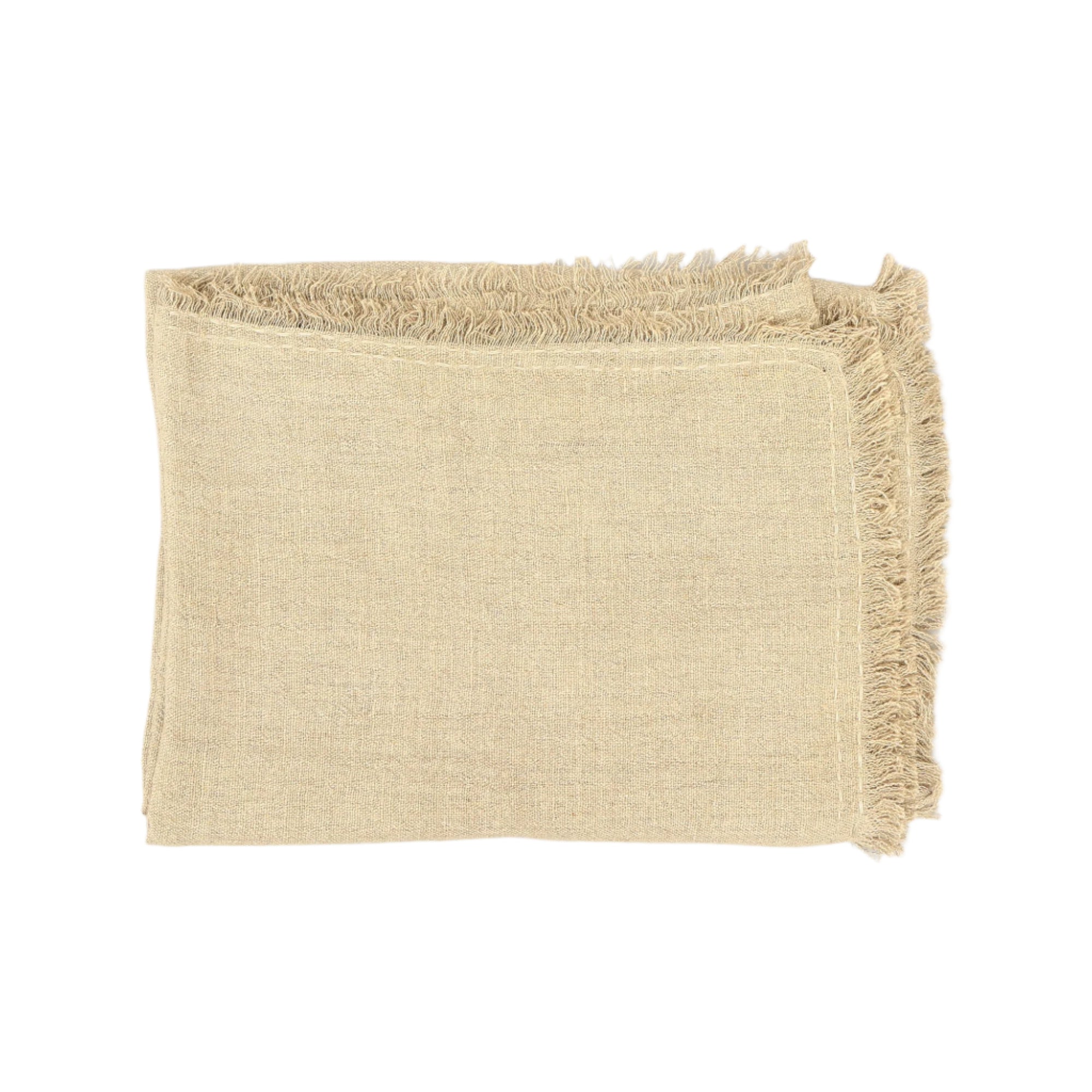 Stonewashed Linen Woven Throw Blanket with Fringe