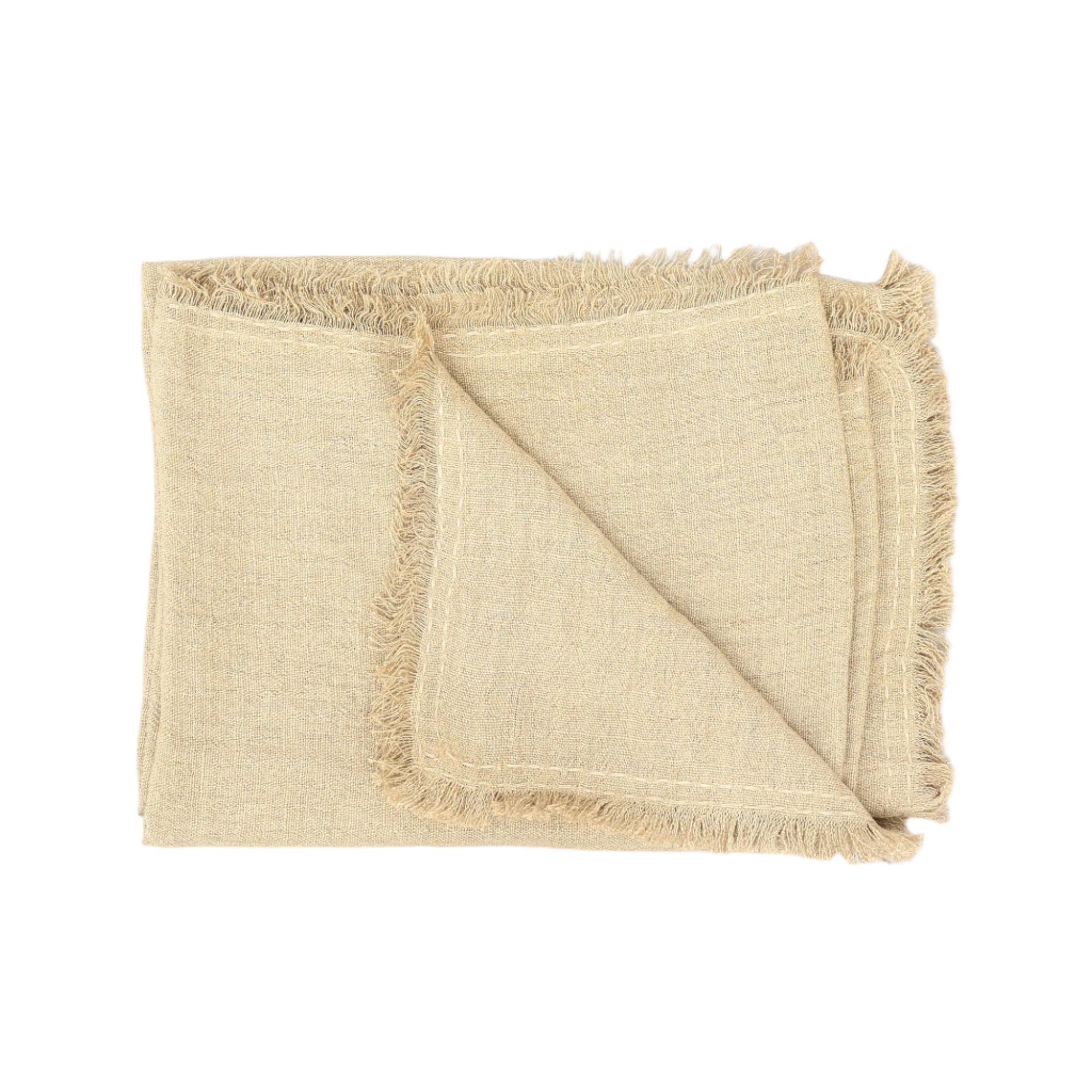 Stonewashed Linen Woven Throw Blanket with Fringe