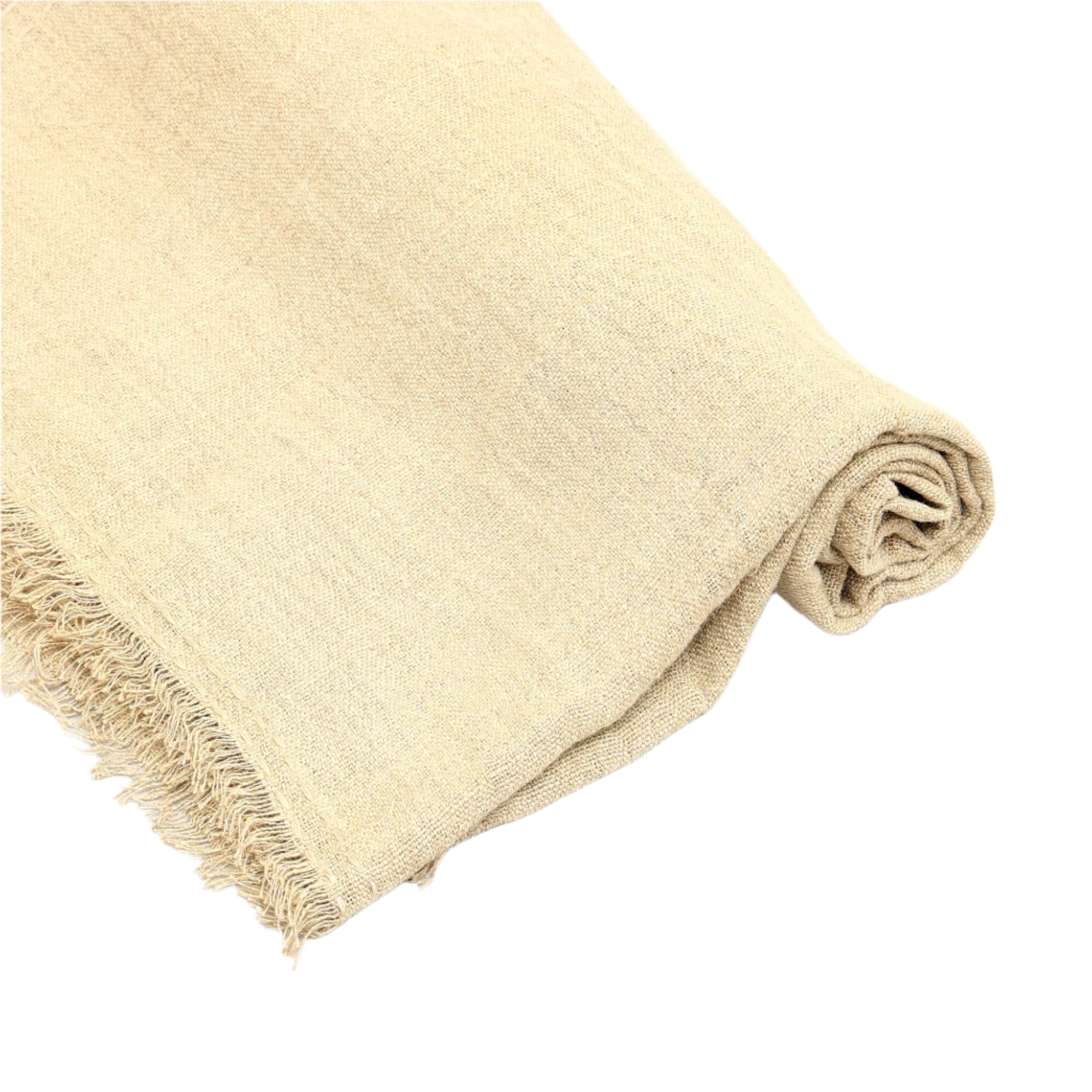 Stonewashed Linen Woven Throw Blanket with Fringe