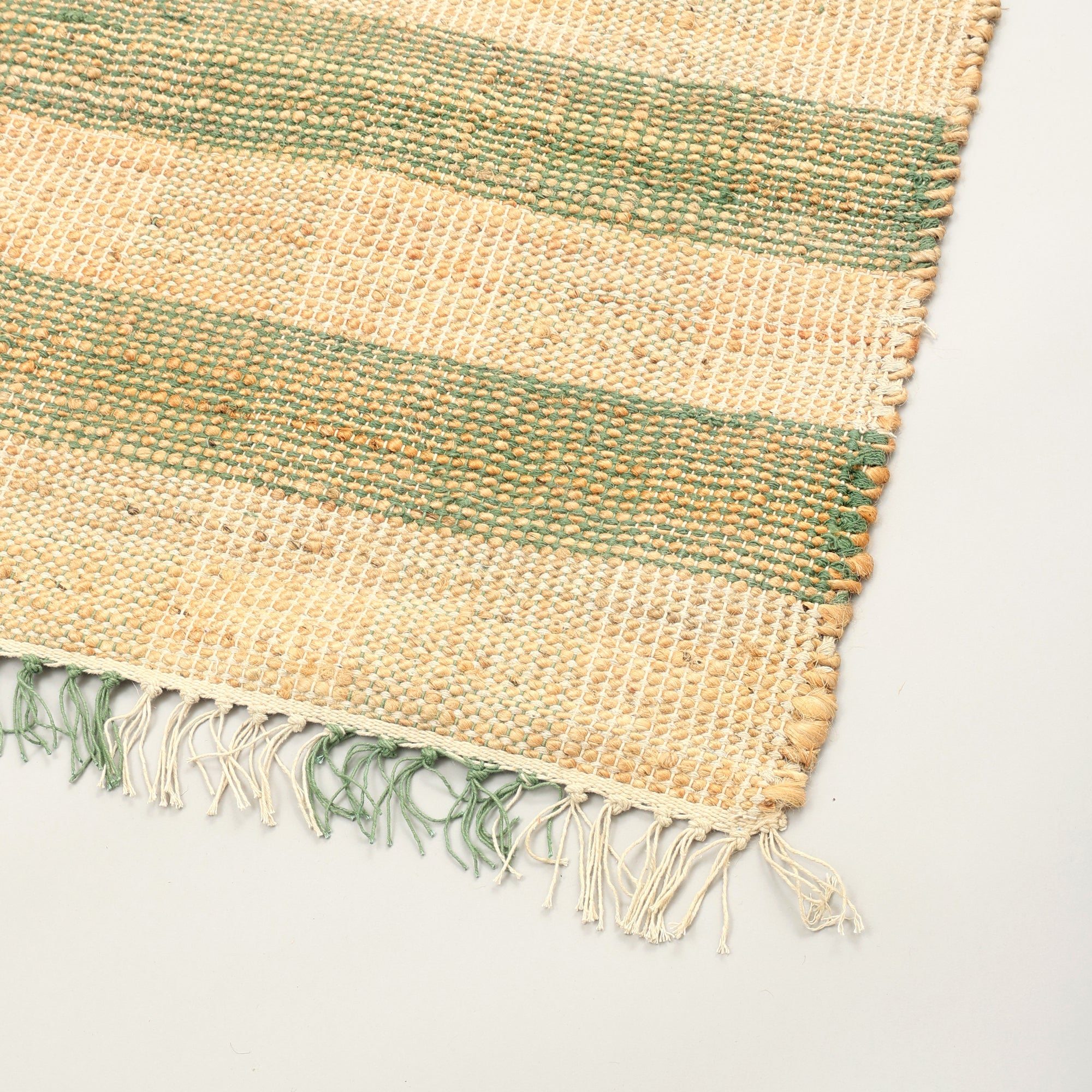 Artisan Hand Woven Jute & Cotton Green Plaid Rug-8X10 ft