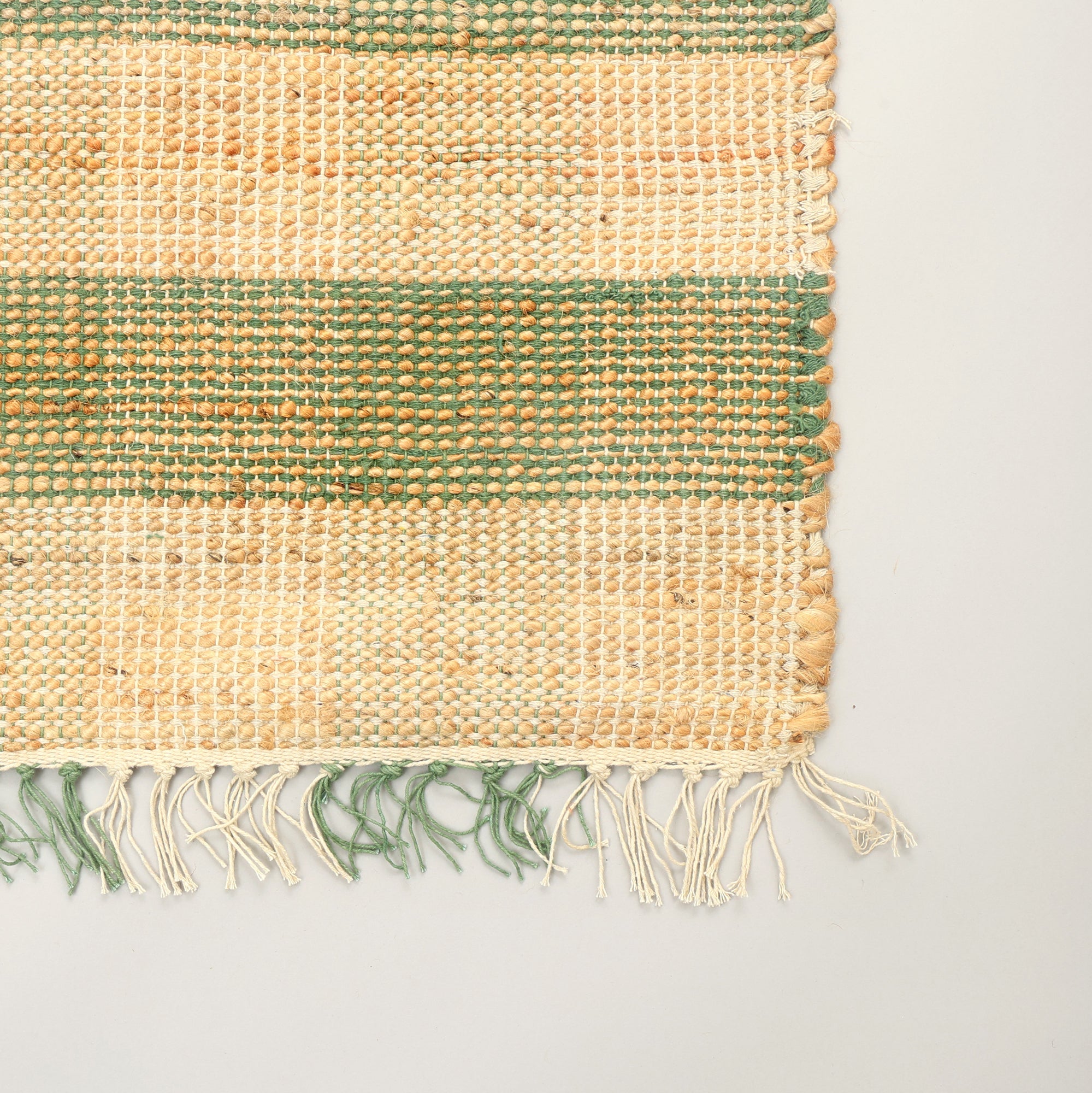 Artisan Hand Woven Jute & Cotton Green Plaid Rug-8X10 ft