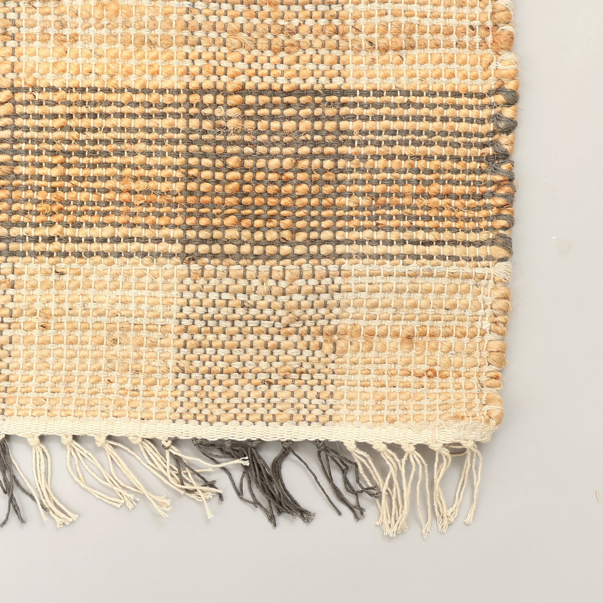 Artisan Hand Woven Jute & Cotton Grey Plaid Rug-5X7 ft