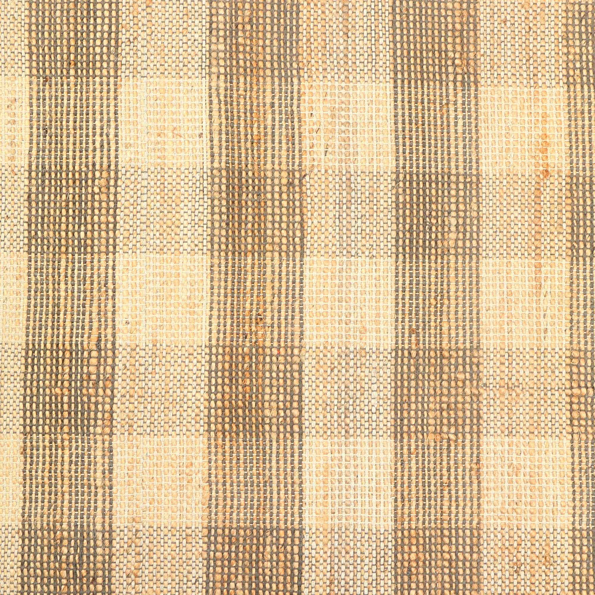Artisan Hand Woven Jute & Cotton Grey Plaid Rug-5X7 ft
