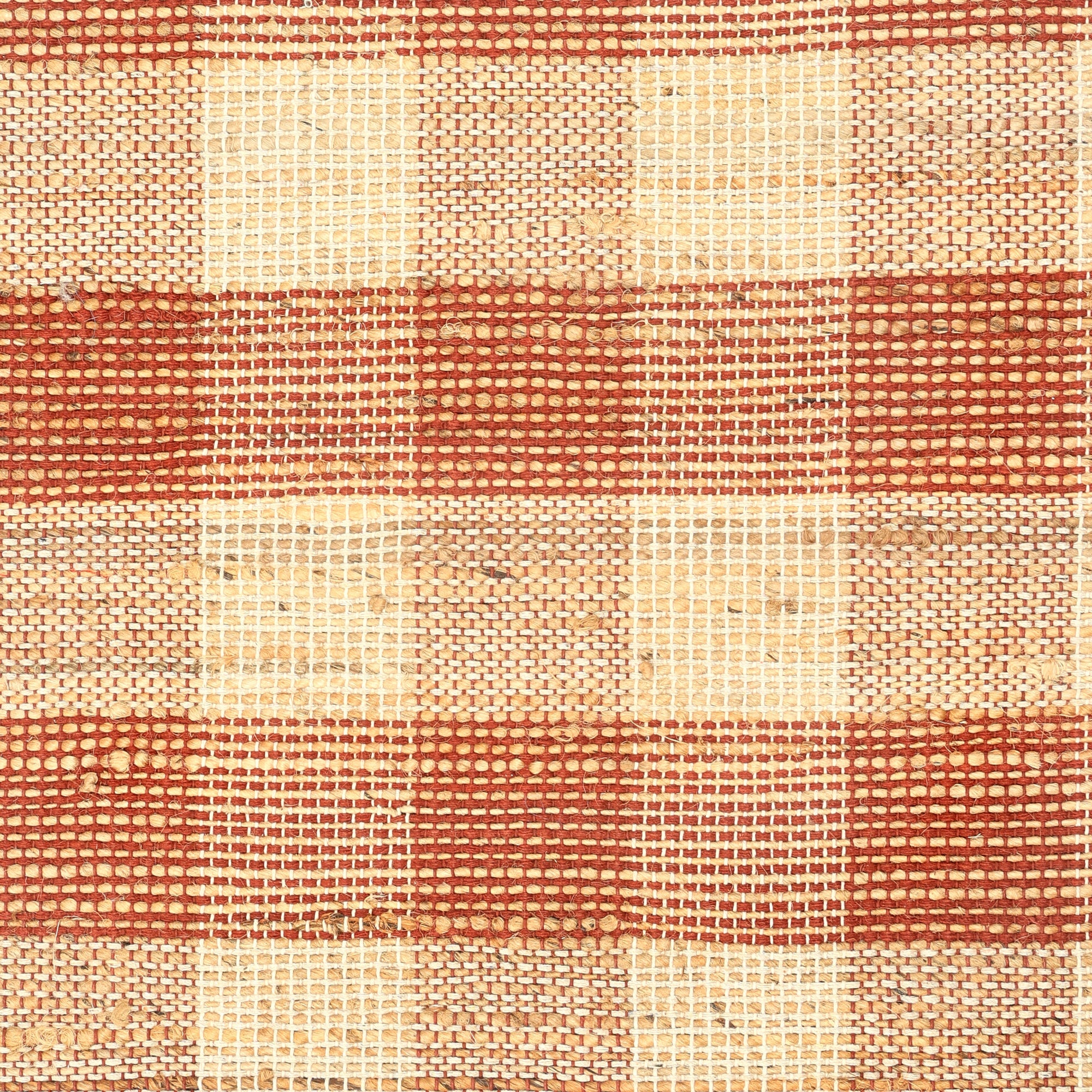 Artisan Hand Woven Jute & Cotton Brown Plaid Rug-6X9 ft