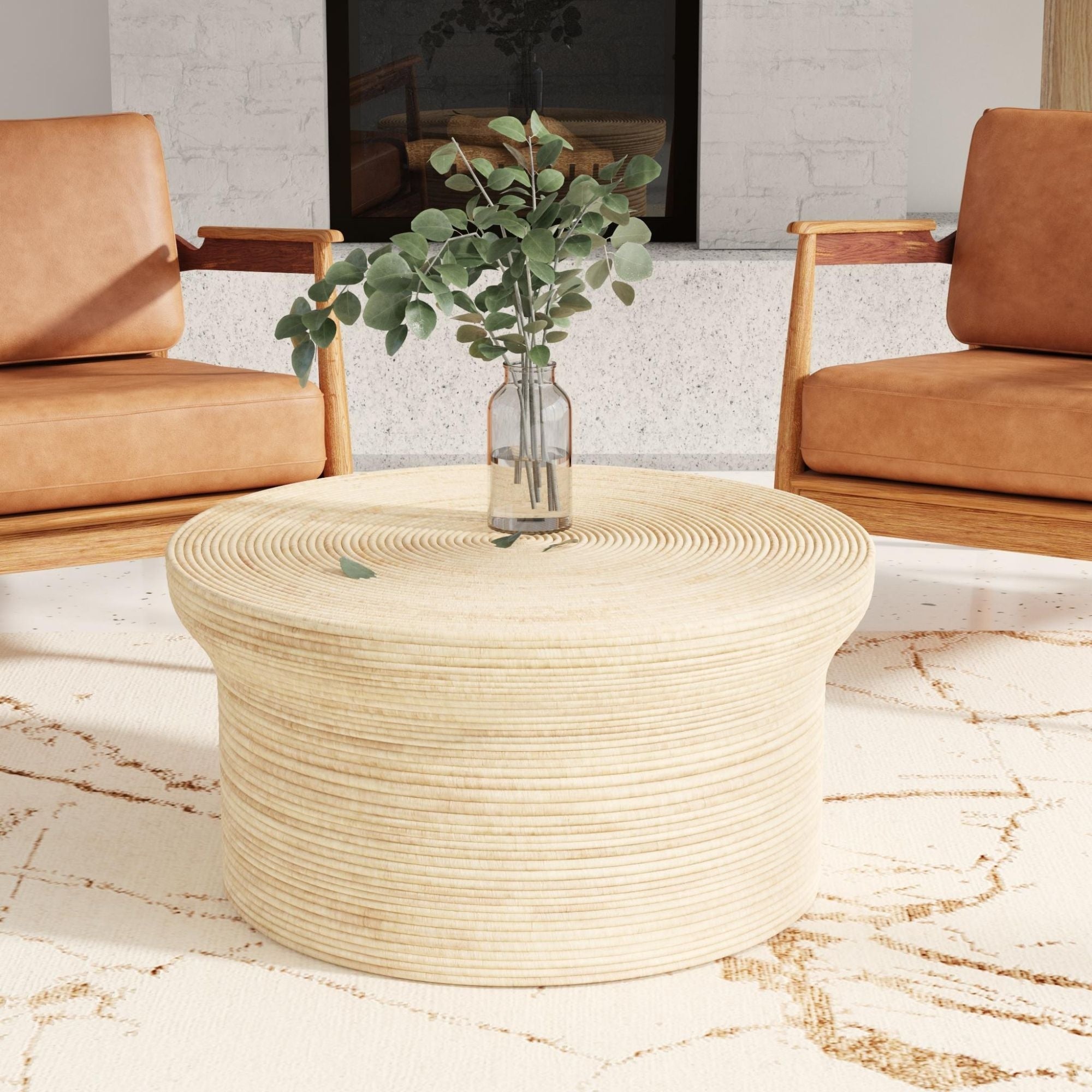 Naya Round Raffia Coffee Table