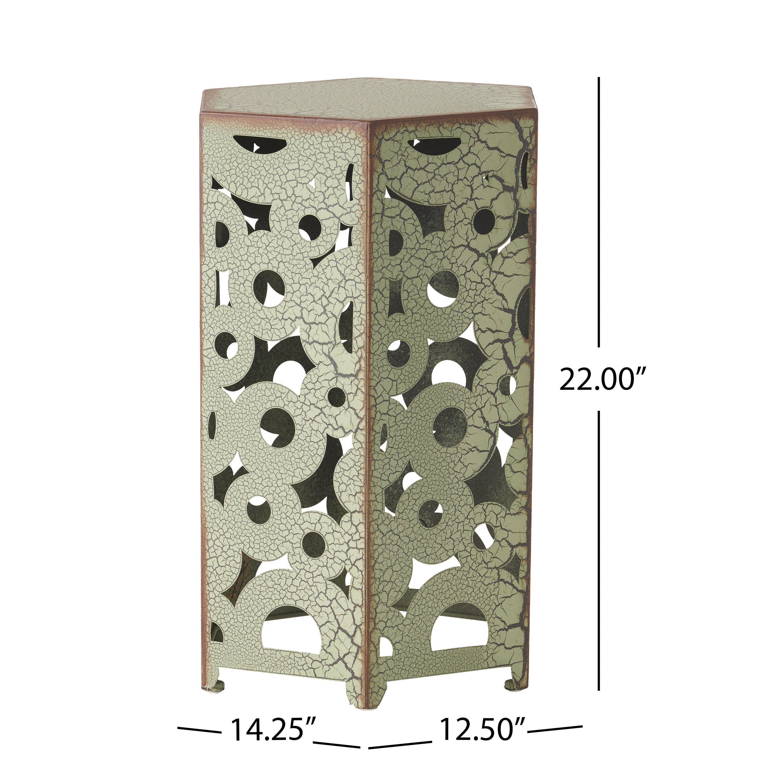 Wistfulness Outdoor Accent Table with Crackle Pattern and Iron Frame, Set of 2