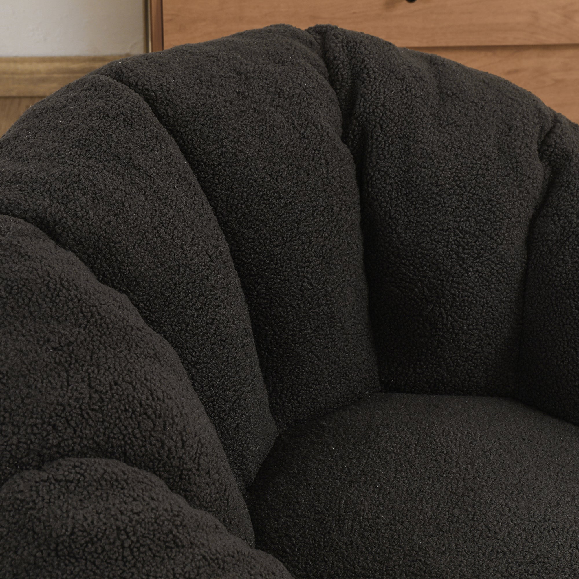 Plush Faux Fur Bean Bag Chair with Armrests