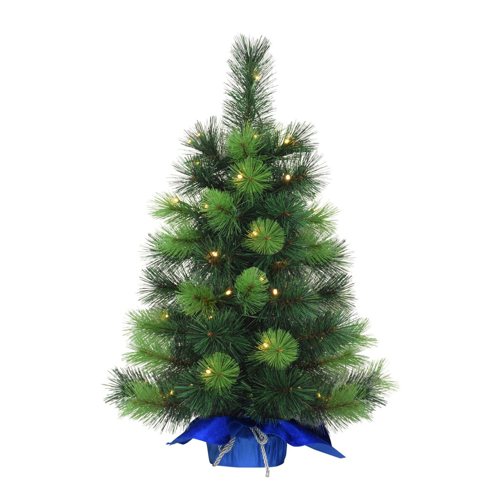 Pre-lit 2 ft Table Top Artificial Christmas Tree in Blue Sack
