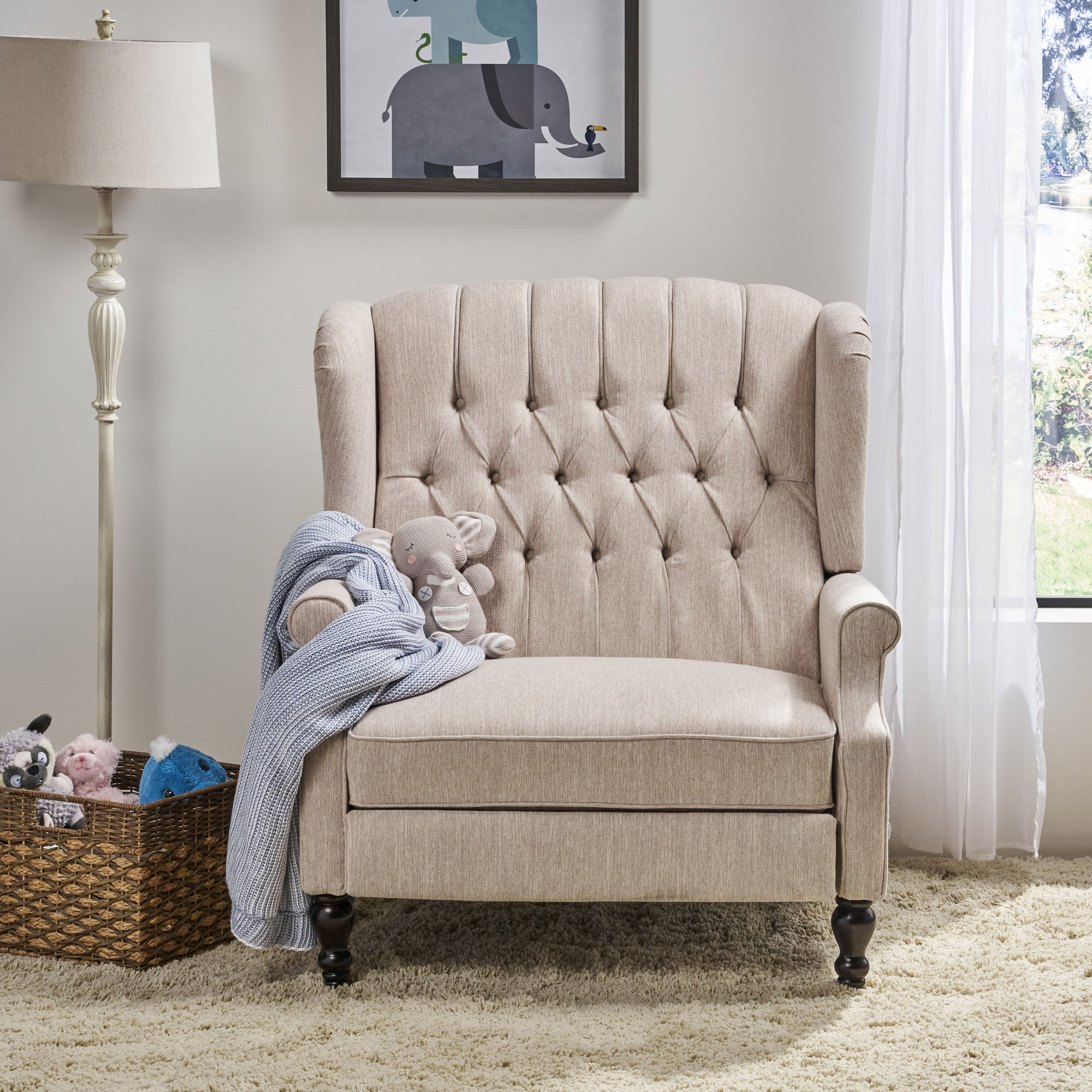 Oversized Wingback Tufted Recliner Accent Chair