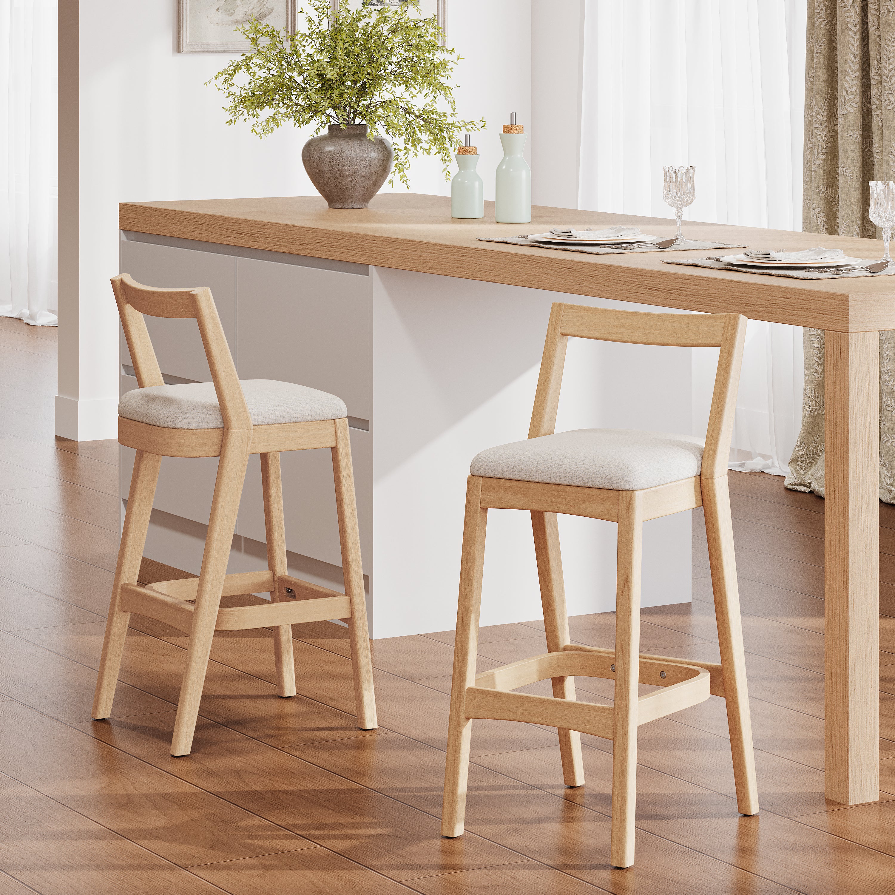 Jasper Indoor Rubberwood Barstool, Set of 2