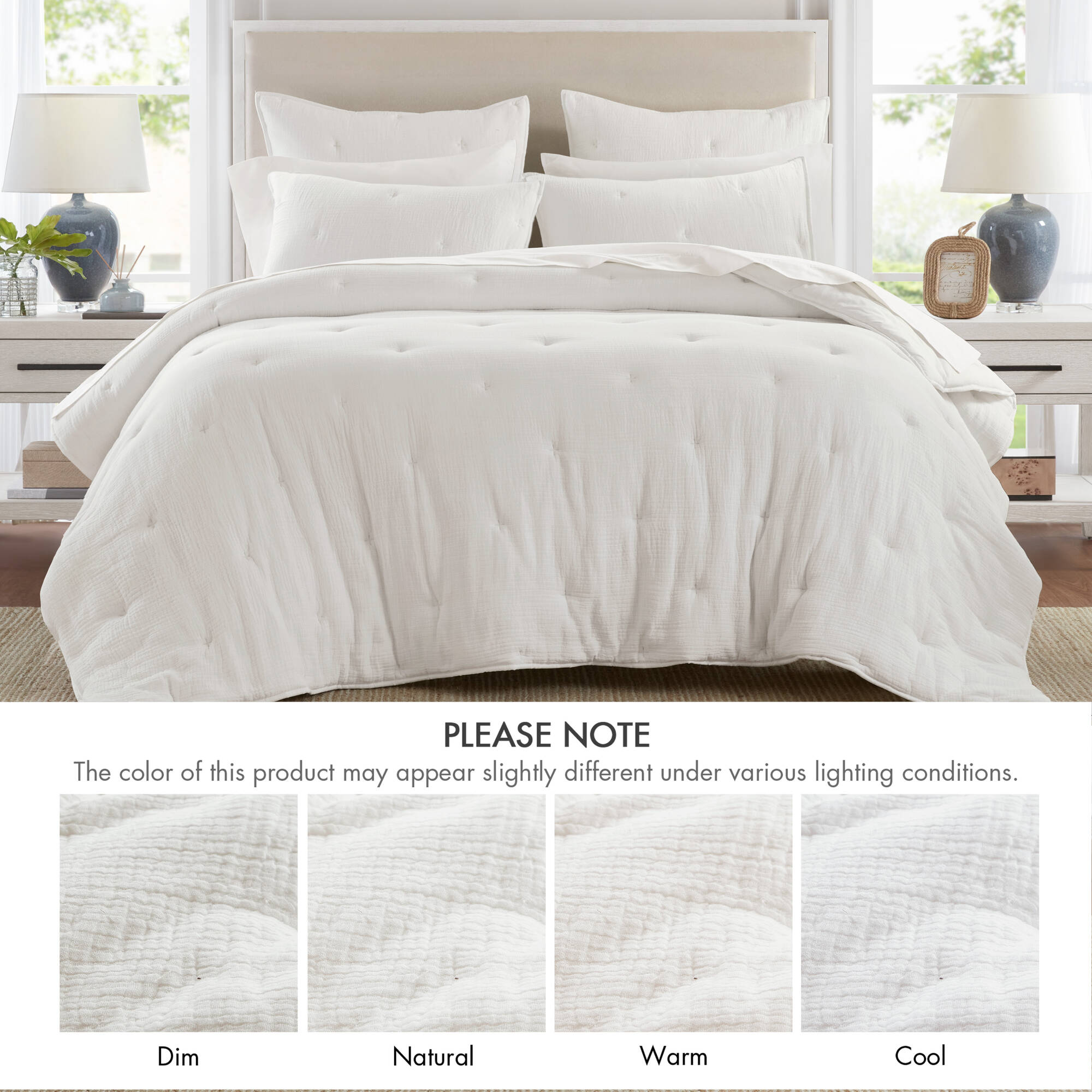 3 Piece Cotton Gauze Embroidered Quilt Set