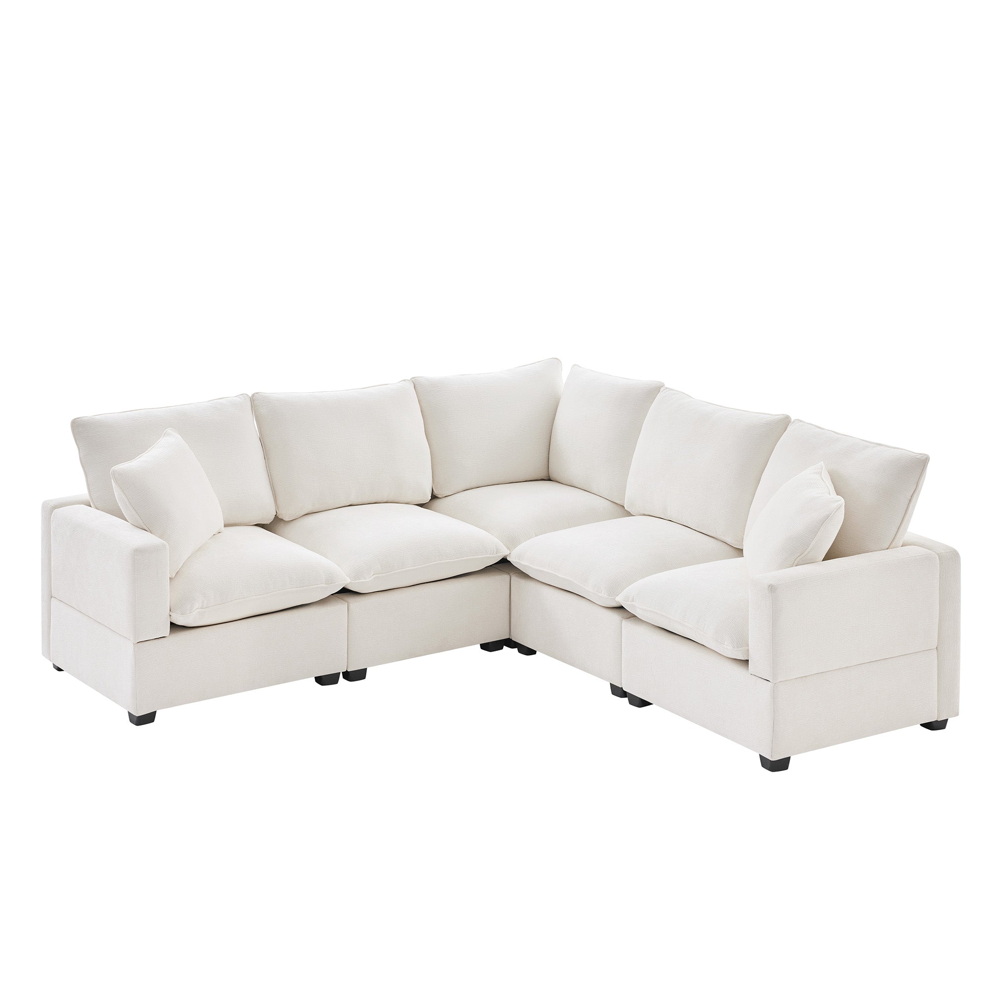 Chenille Modular L-Shape Sofa, Seats 5