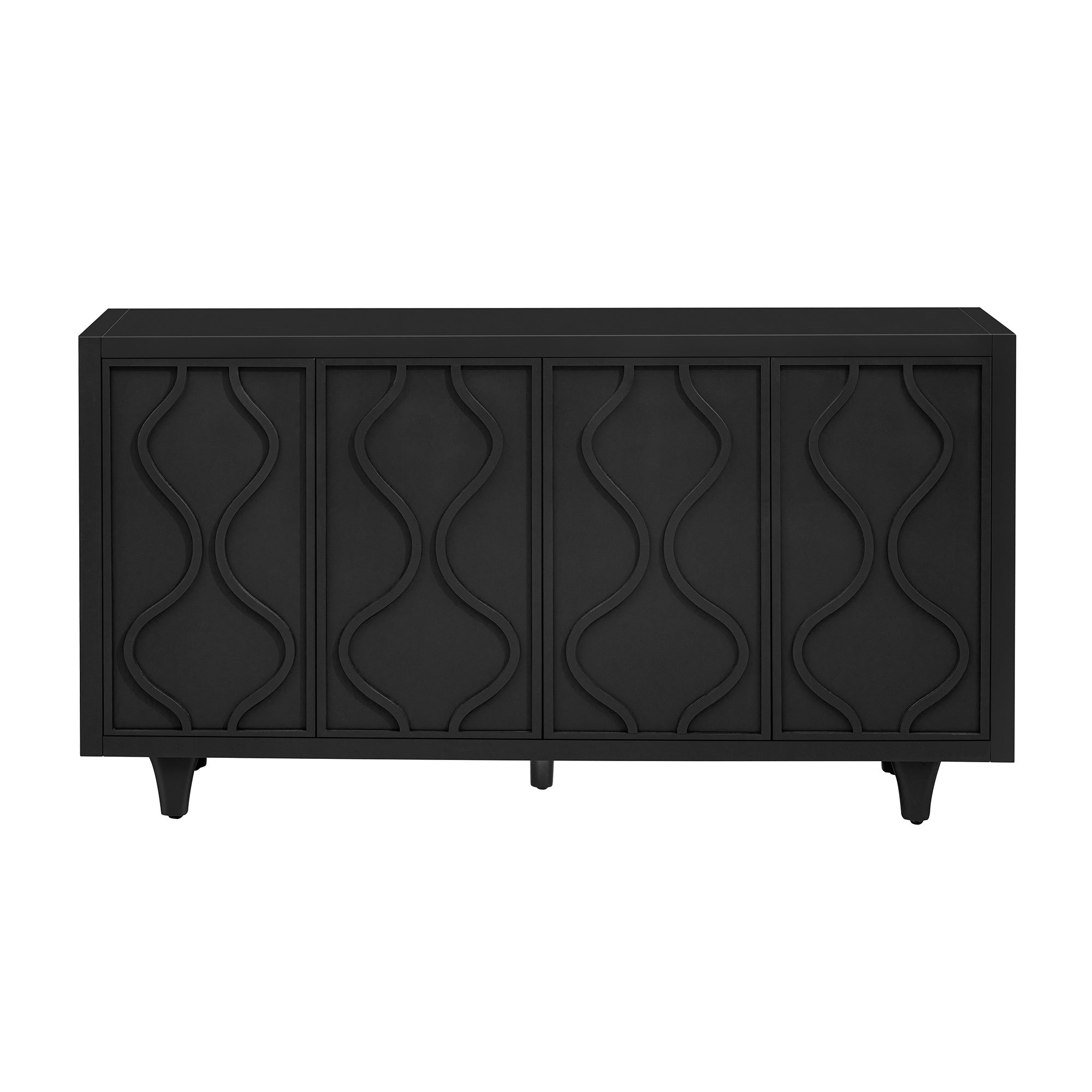 Storage Cabinet Sideboard Wooden Cabinet with Embossed Curved Doors