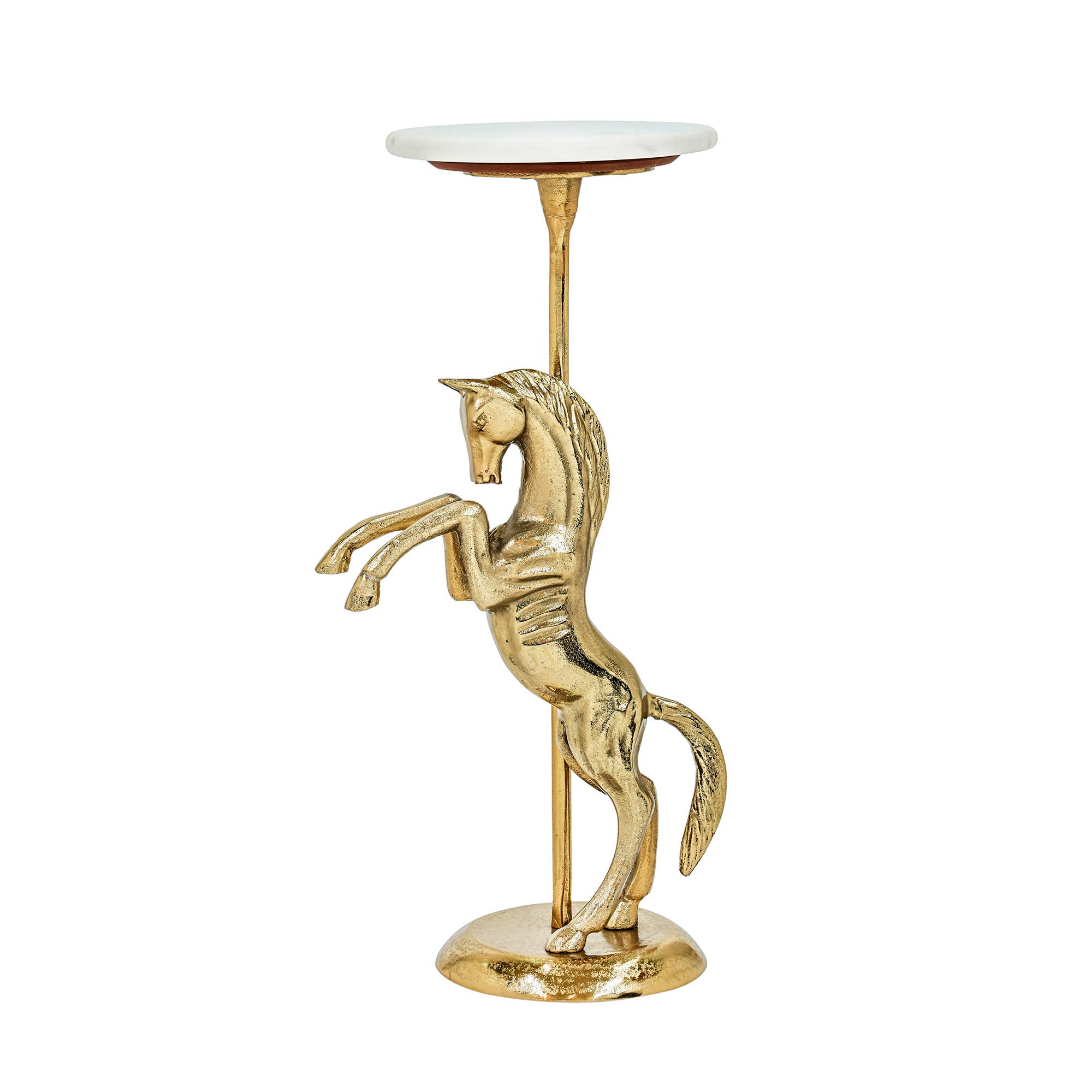 Horse Side Table with White Marble Top