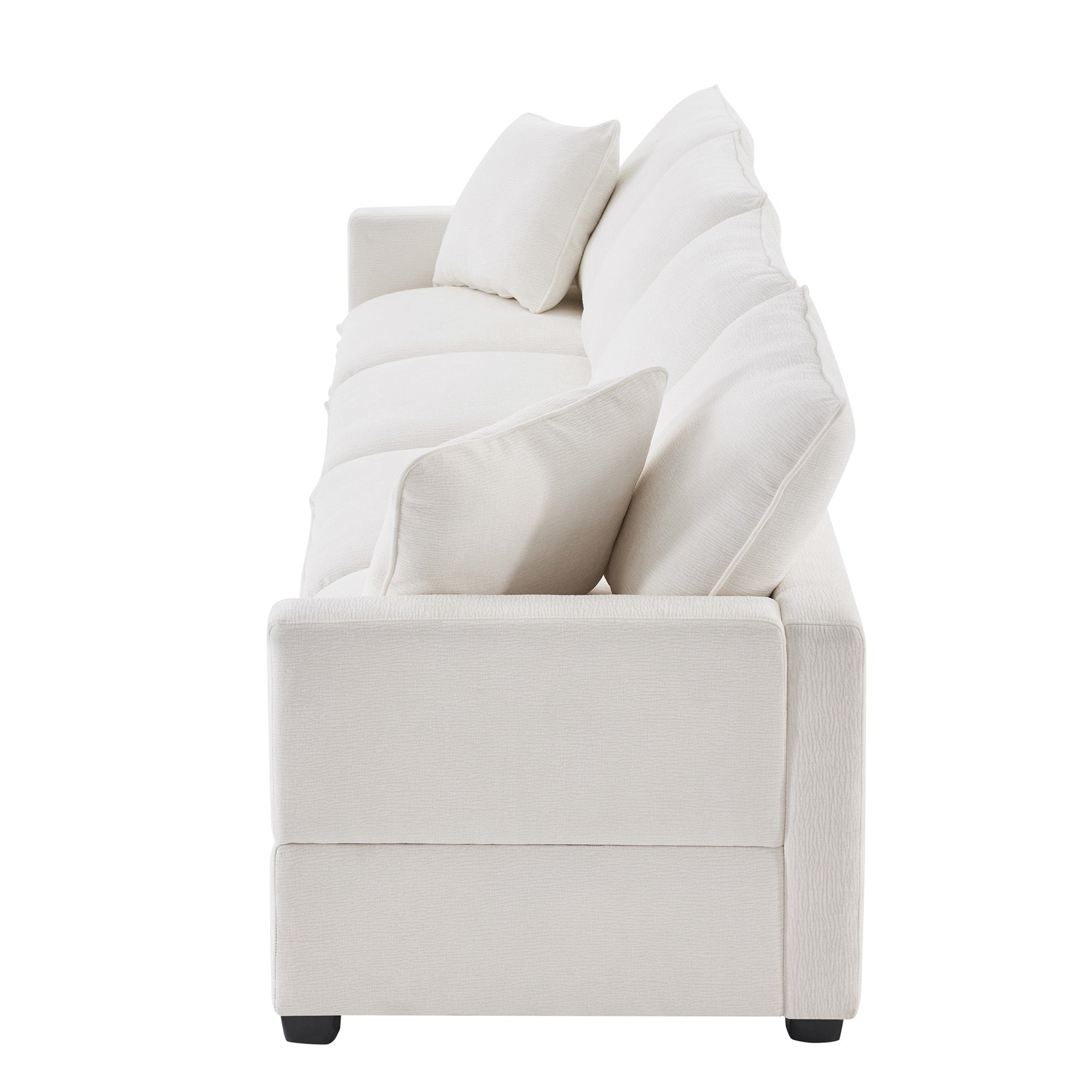 Chenille Modular Sofa with 2 Pillows, Seats 4