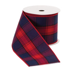 2.5" Red and Black Plaid Polyester Ribbon