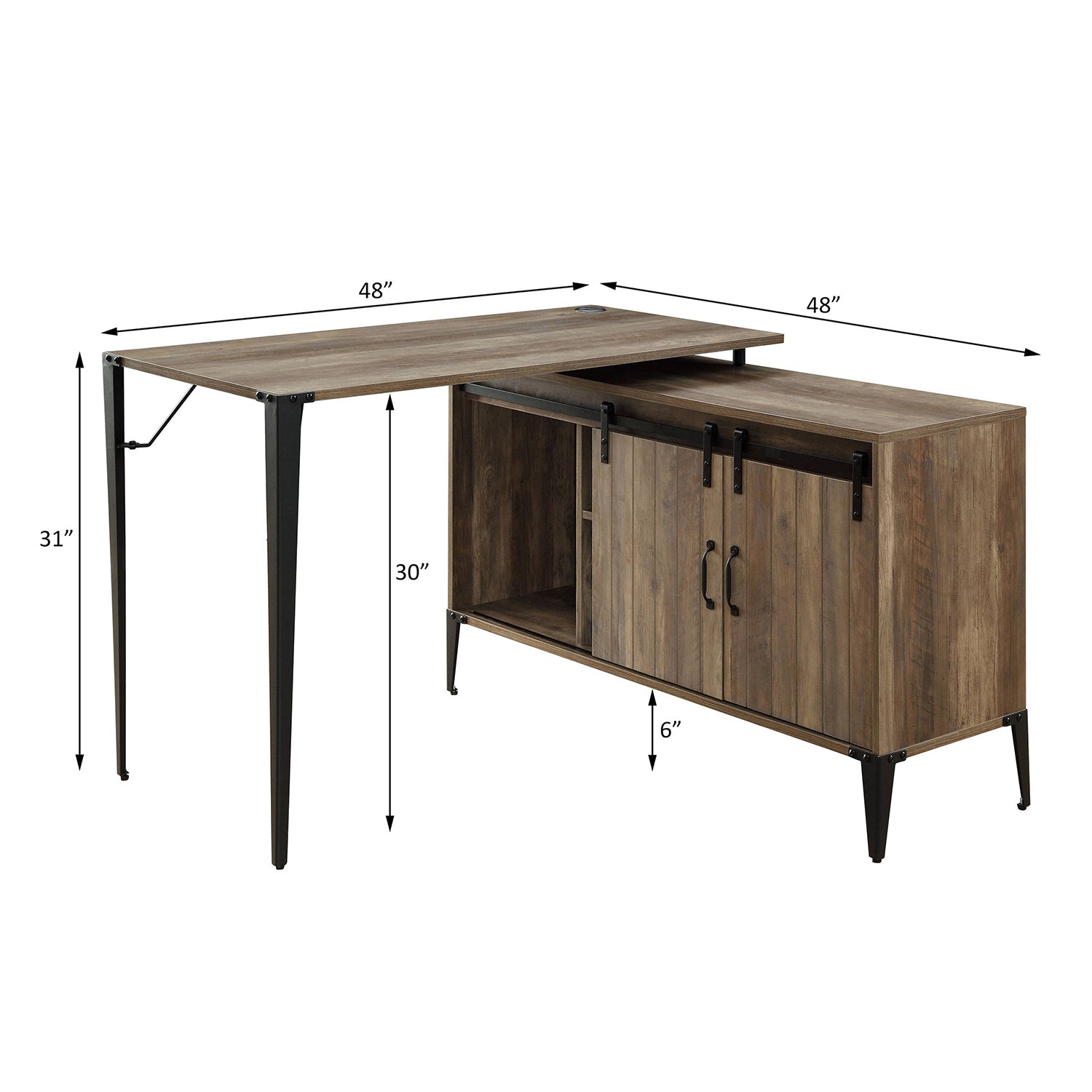 L-Shape Writing Desk with Side Cabinet