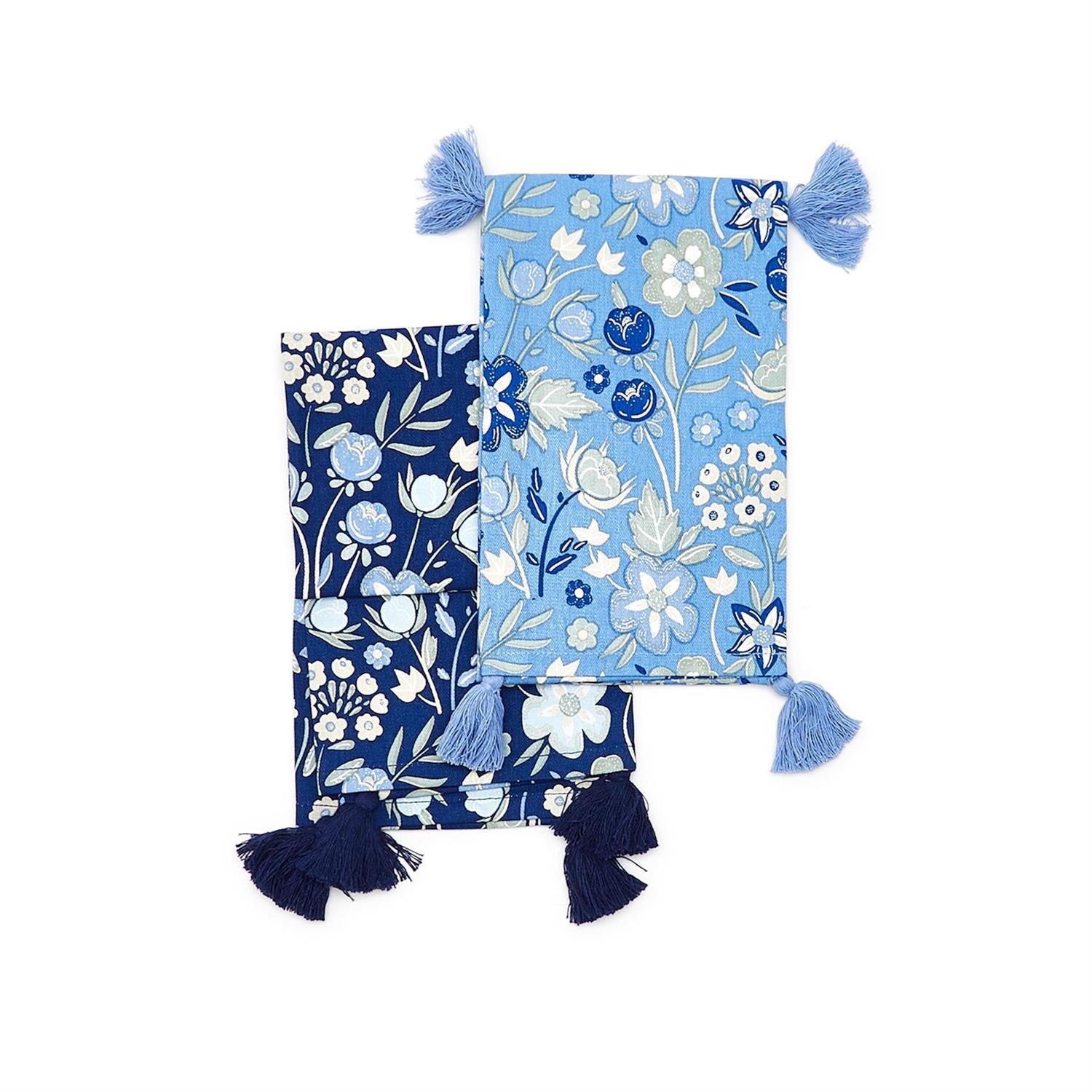 Blue Floral Dish Towels, Set of 2