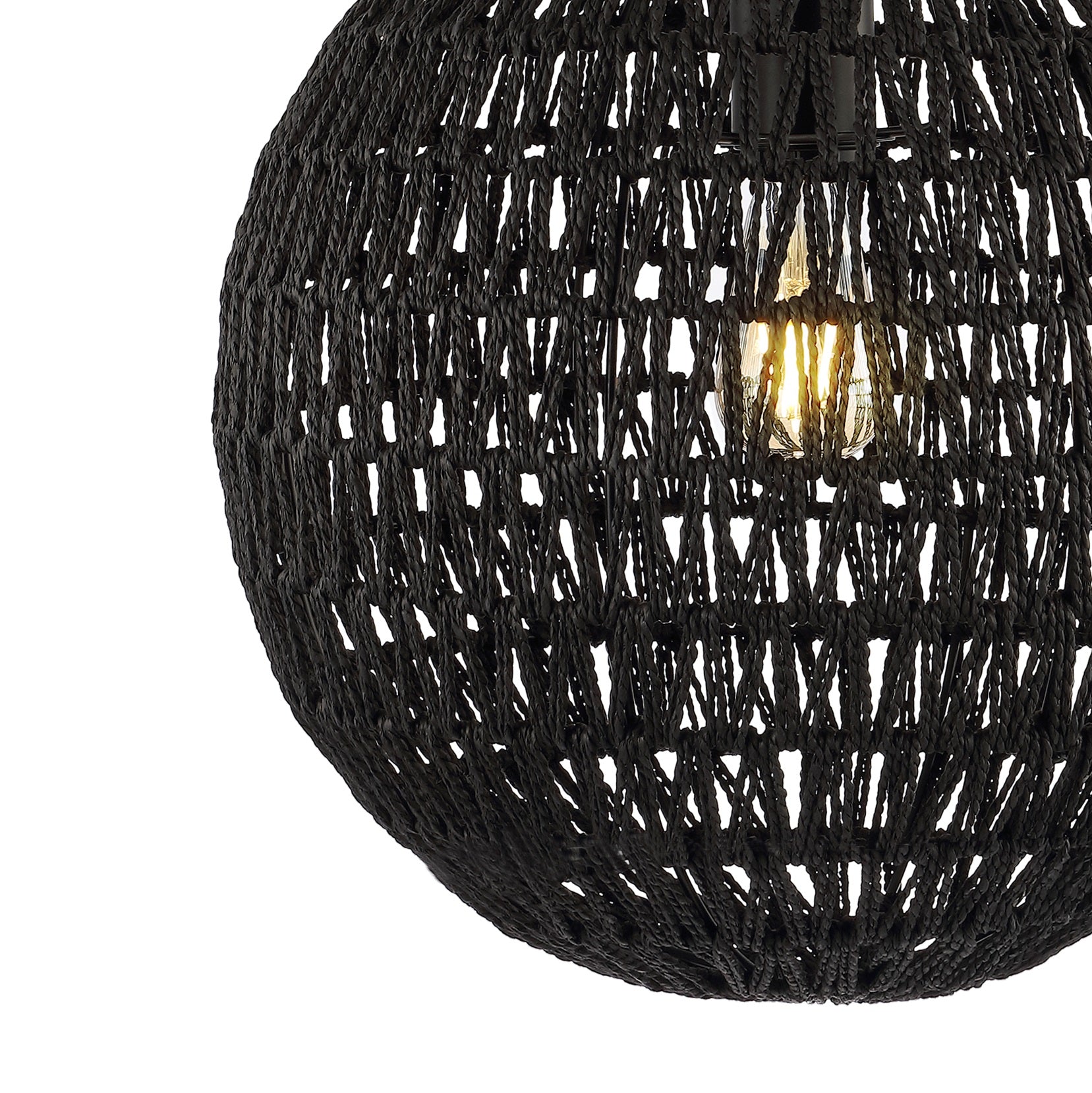 Luna 1-Light Bohemian Modern Woven Rattan/Iron LED Pendant