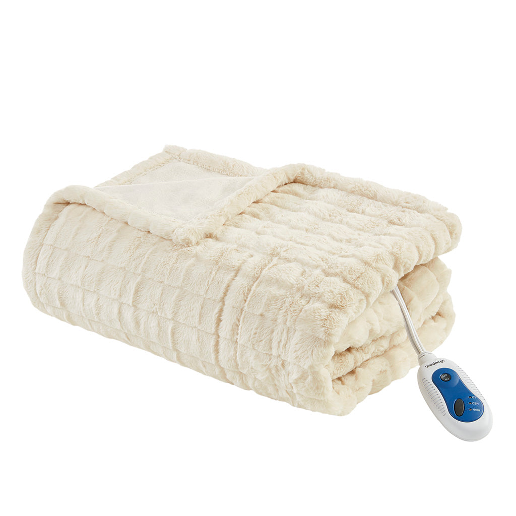 50"x70" Oversized Faux Fur Heated Throw