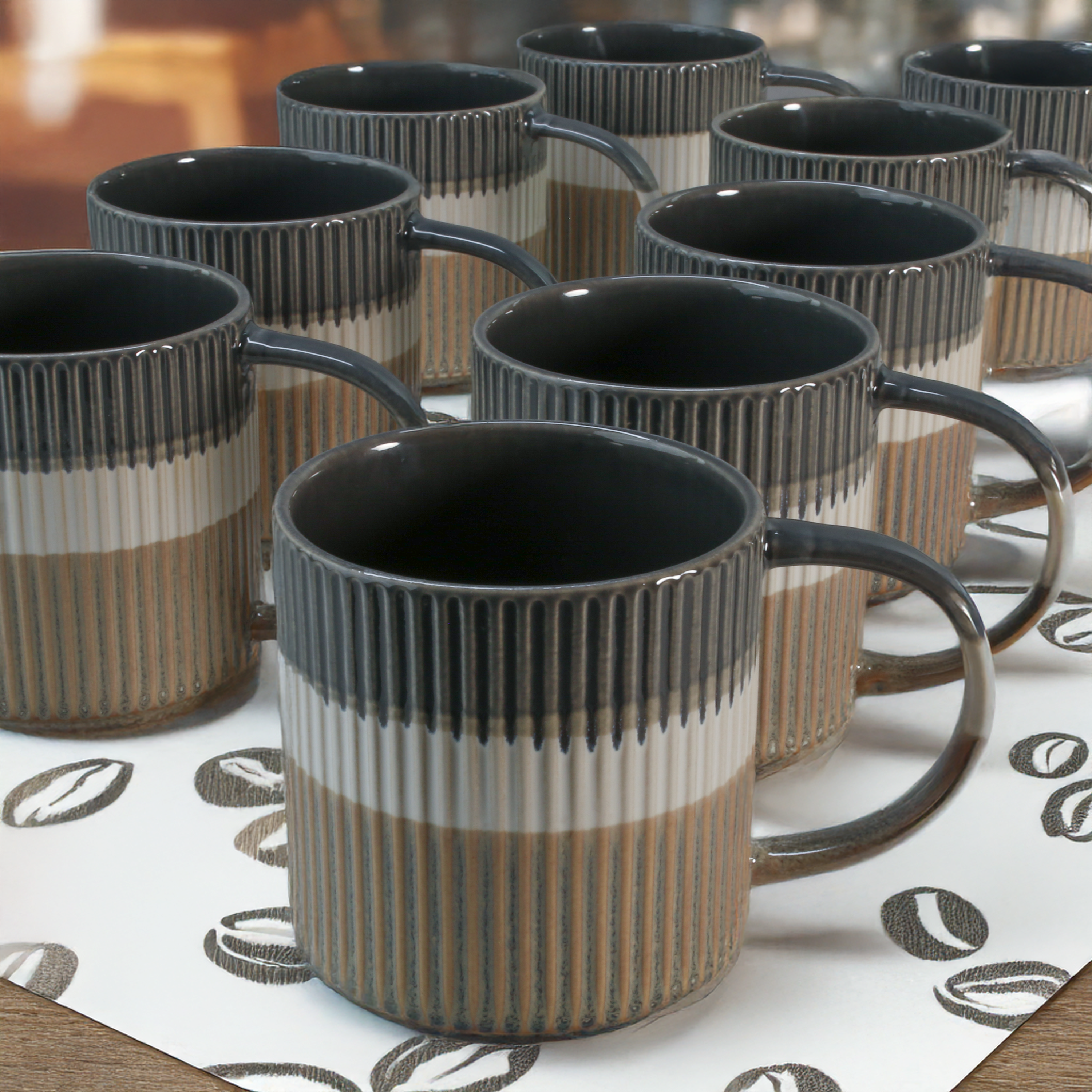Tri-Color Mugs, 8-Piece Set