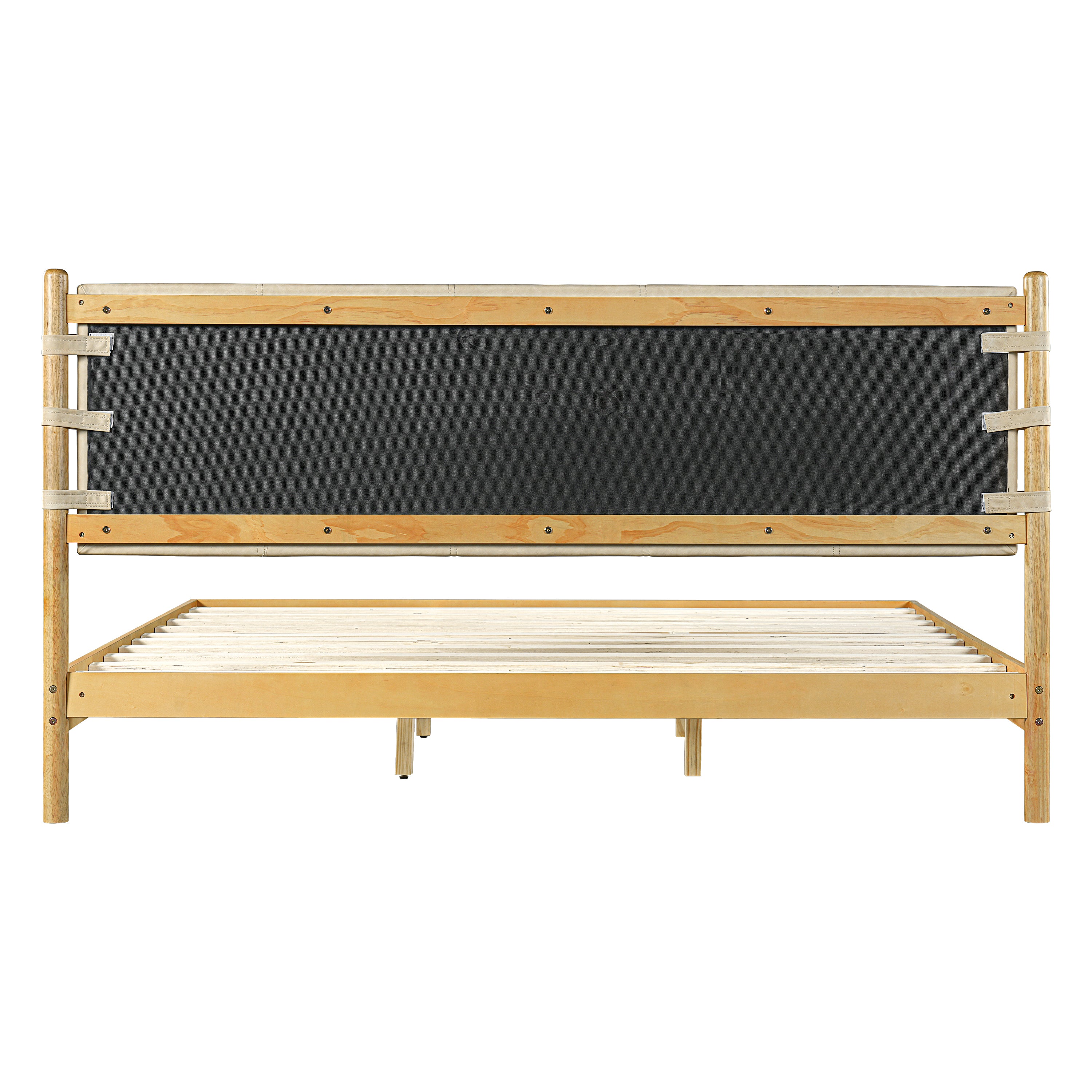 Premium Rubber Wood Platform Bed Frame with Headboard