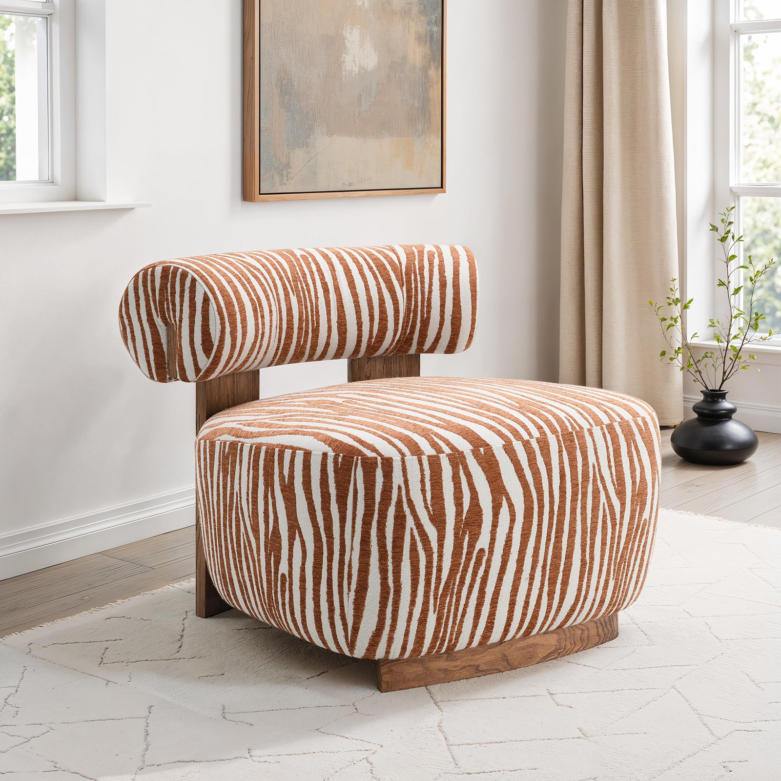 Avril Modern Zebra Stripe Accent Chair