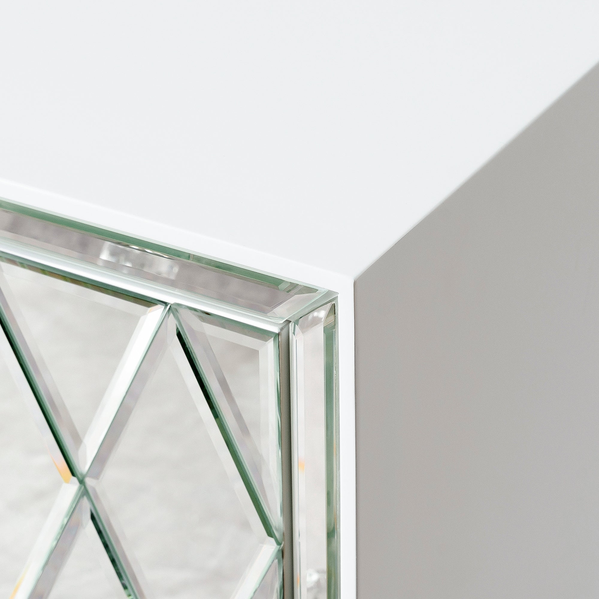 22" Pattern Mirror Glass Nightstand with 2 Drawers