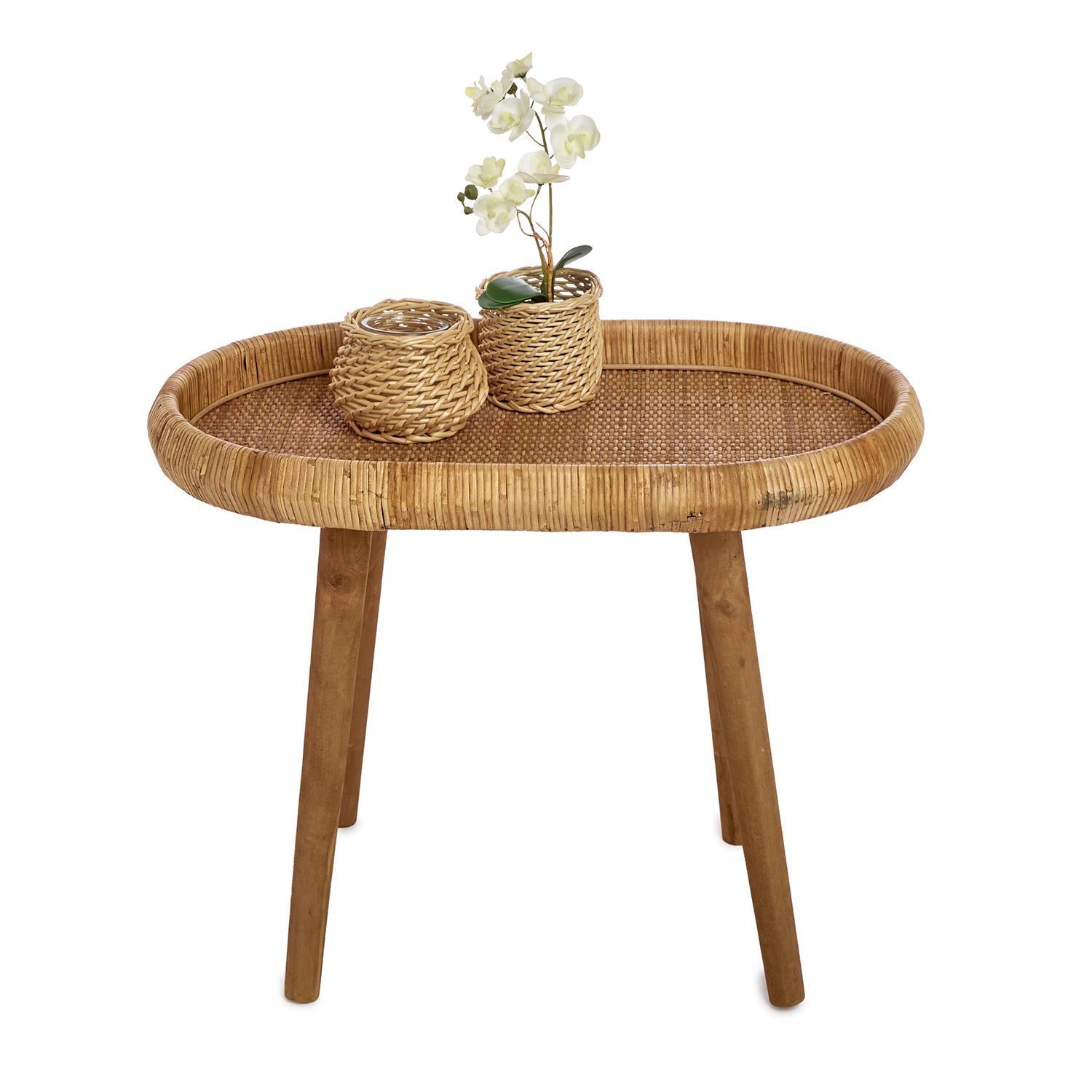 Hand-Crafted Rattan Side Table