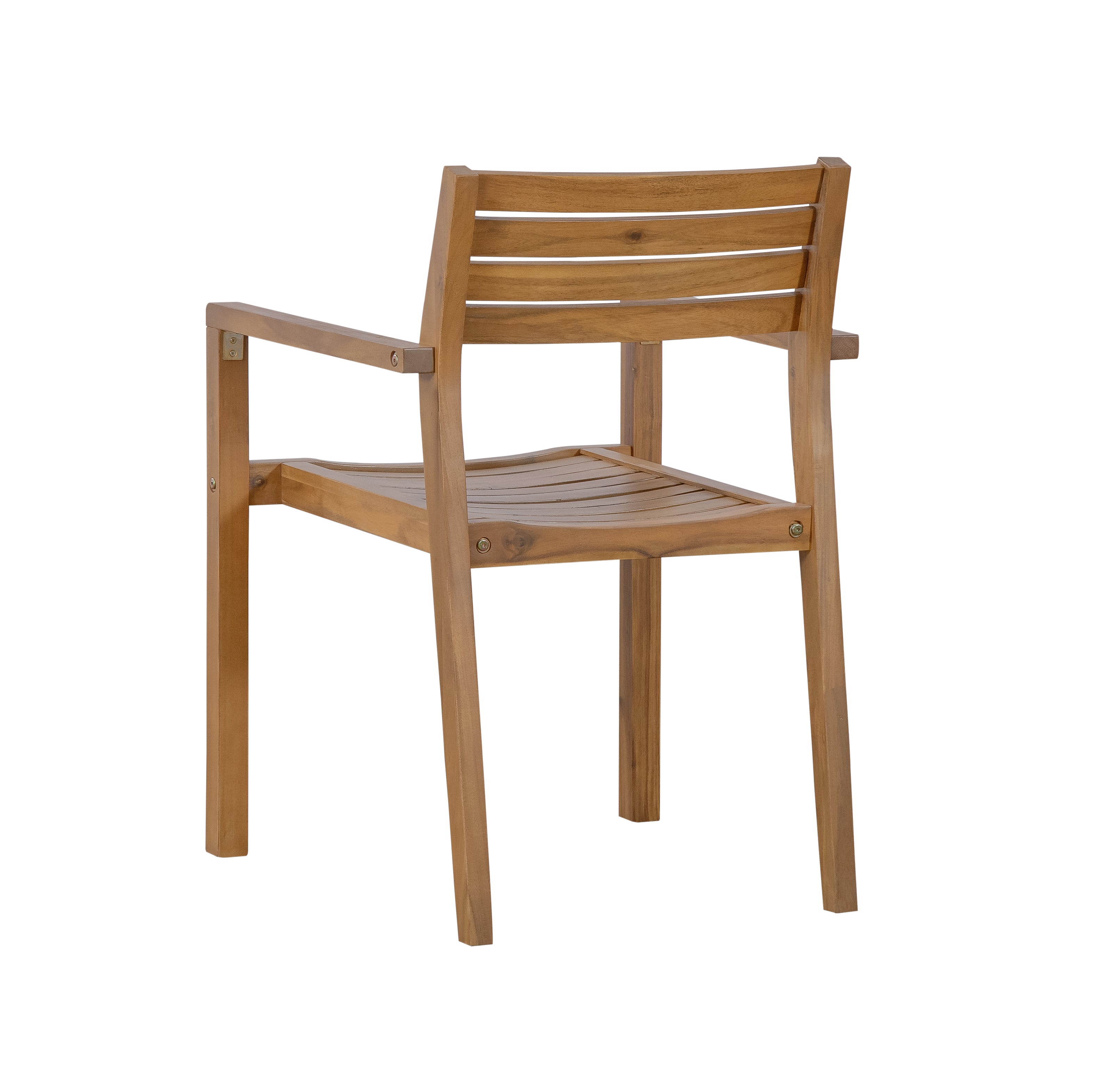 5-Piece Outdoor Dining Set with 4 Acacia Wood Chairs, 47.2" Round Dining Table with Slatted Design