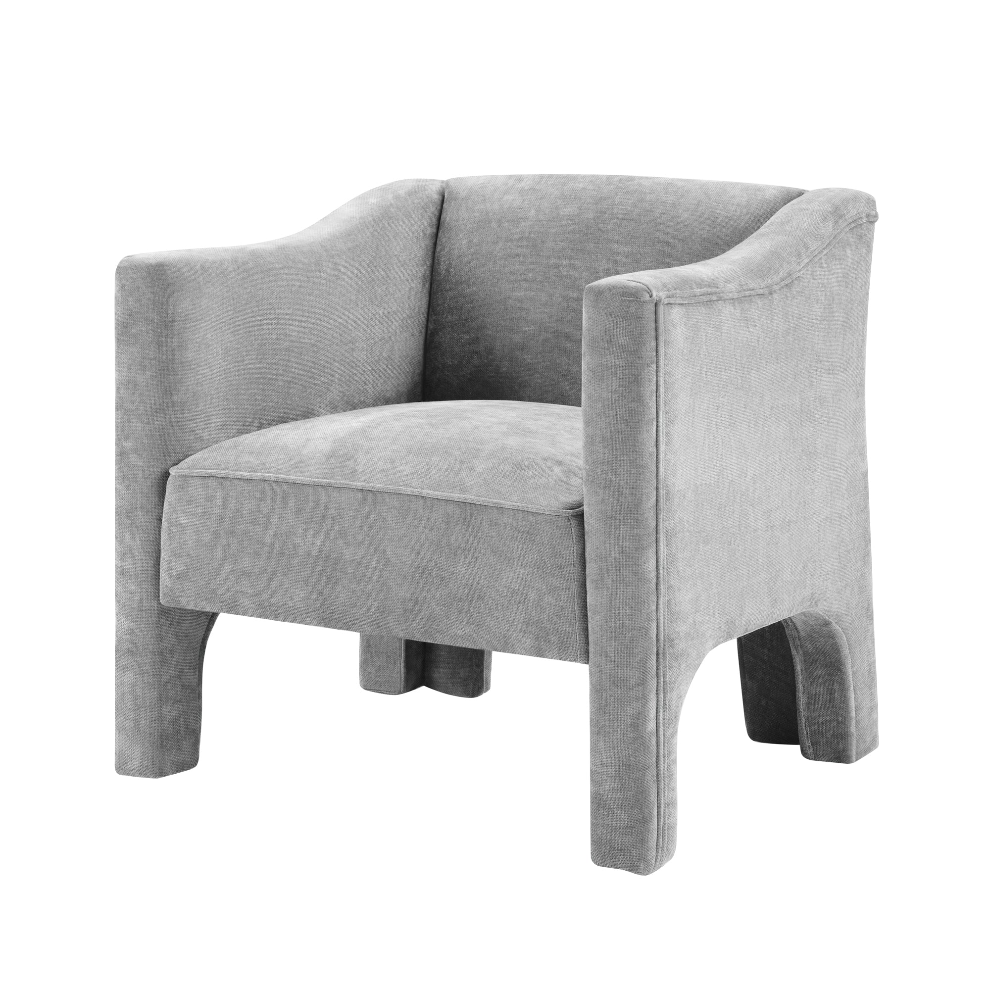Modern Chenille Barrel Accent Chair with Enclosed Arms