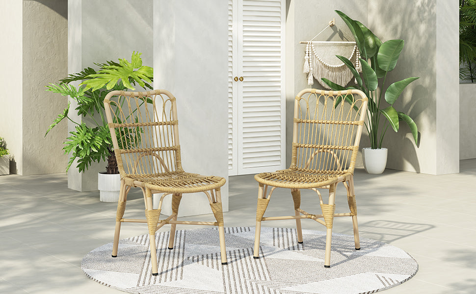 Outdoor Rattan Patio Dining Chairs, Set of 2
