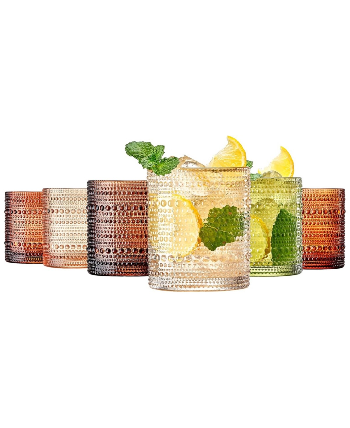 Brown Hobnail Acrylic Reusable Glasses Set of 6