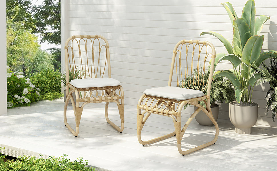 Outdoor Faux Rattan Dining Chairs, Set of 2