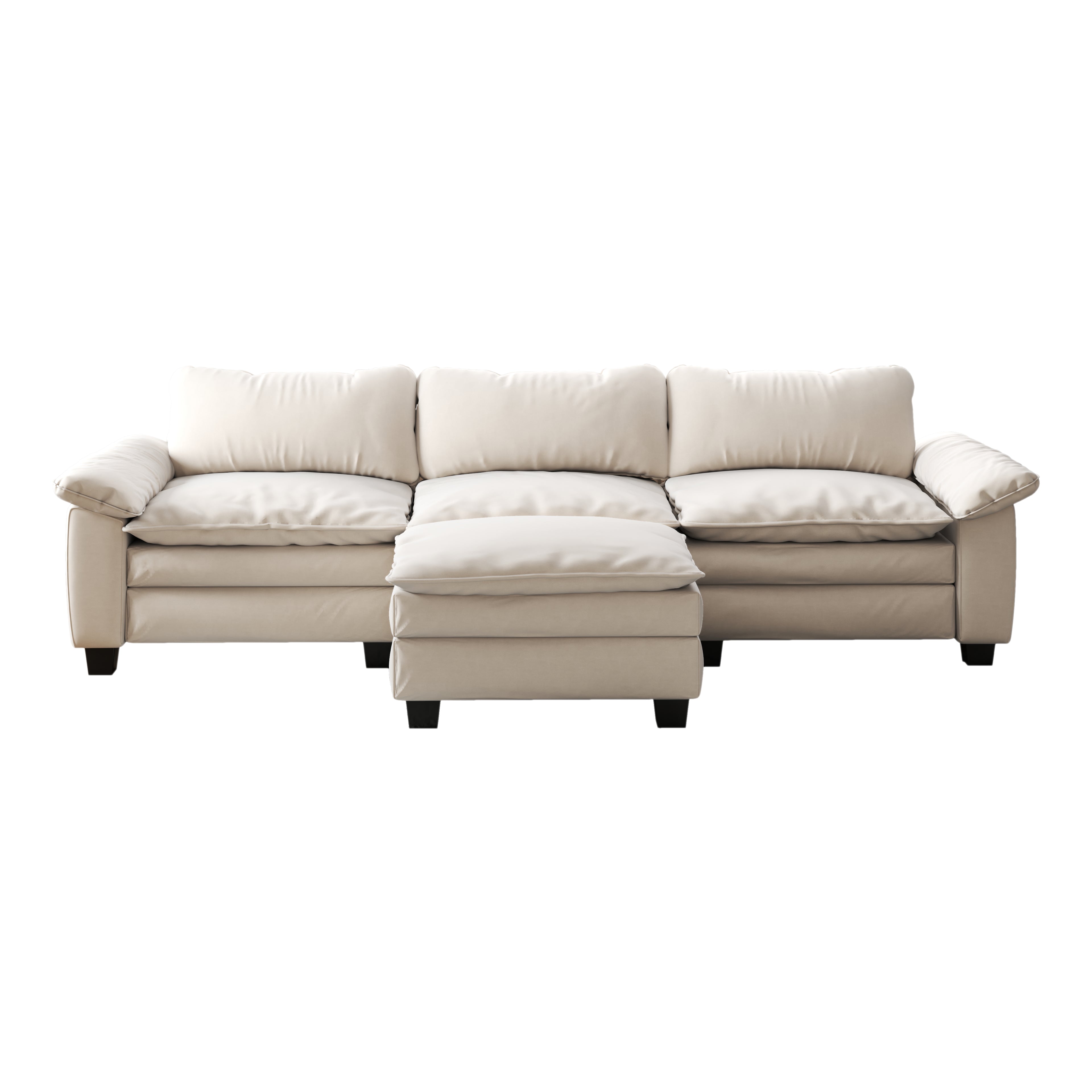 Luxury Soft Velevt Sectional Sofa with Ottoman