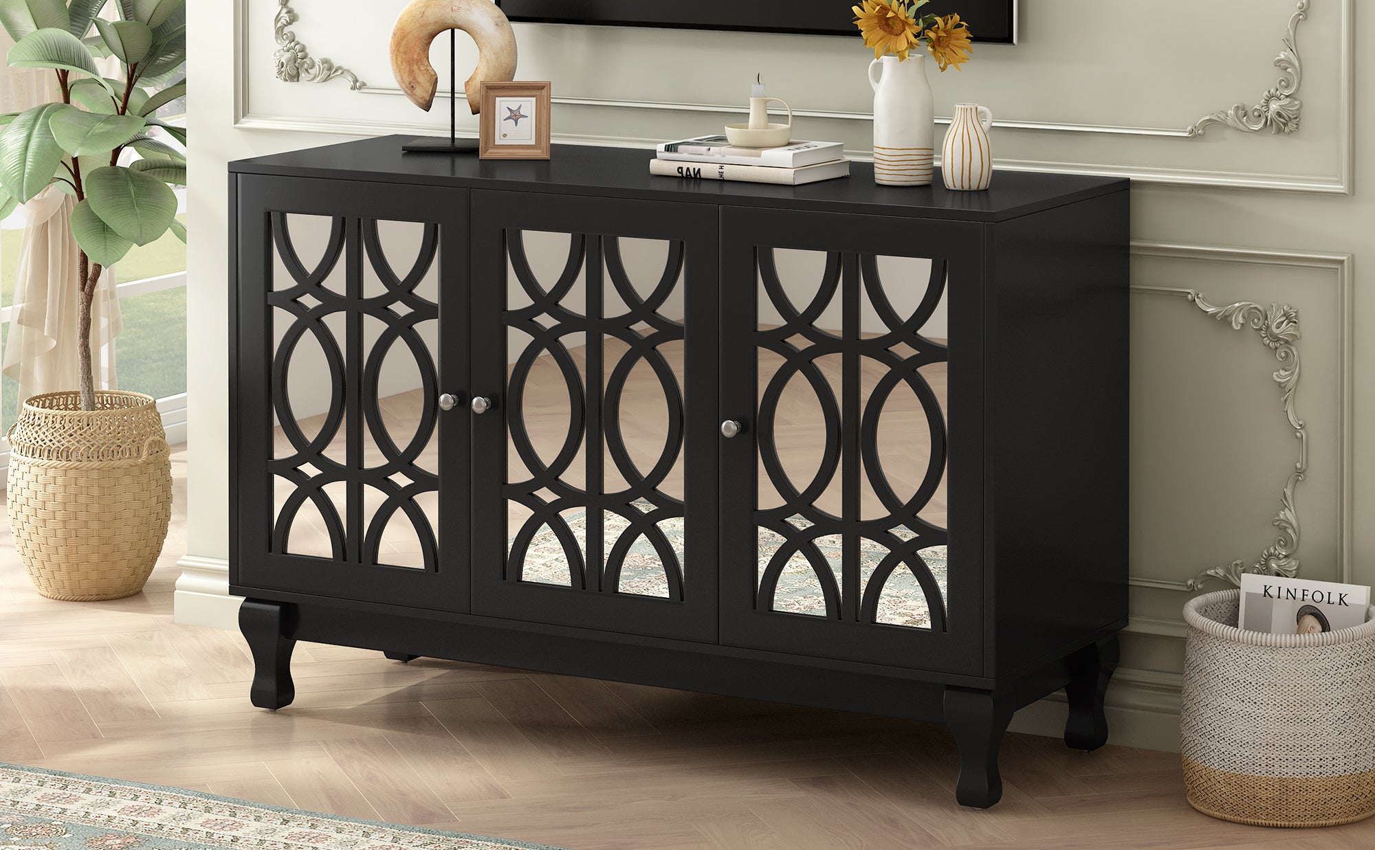 Mirrored Door Entertainment Center