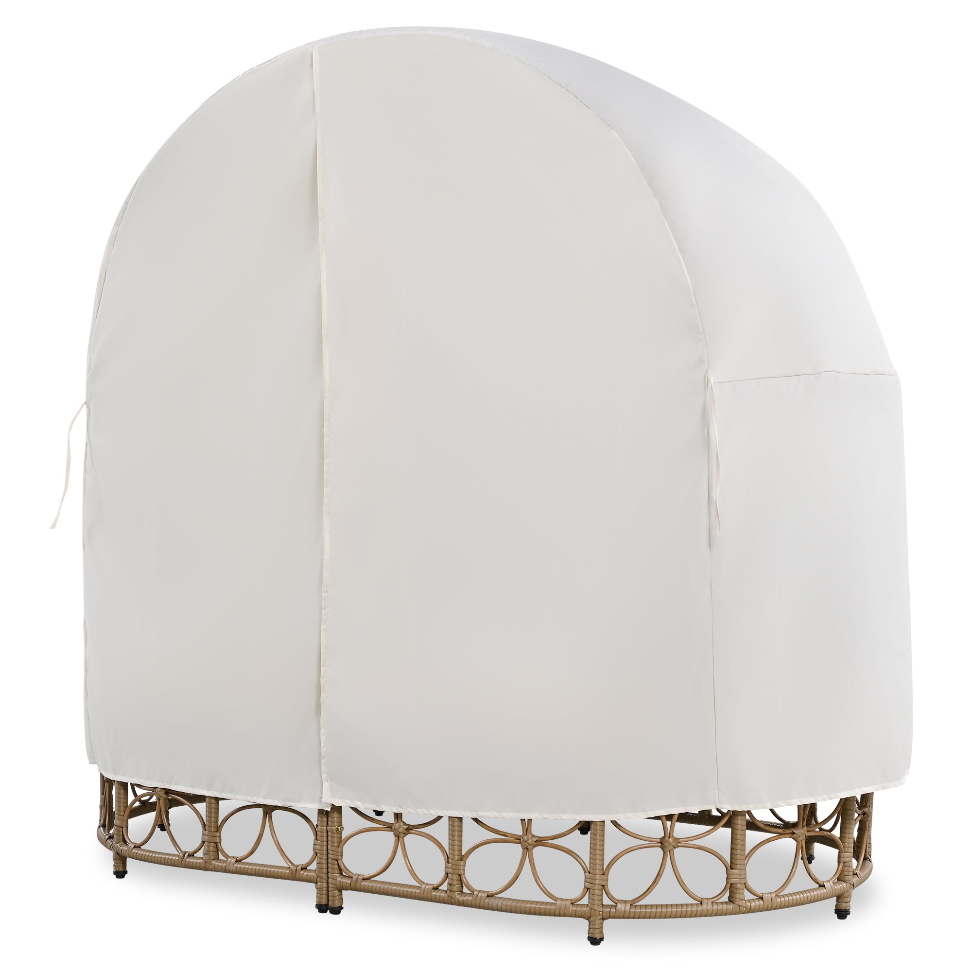 Outdoor Daybed with Curtain and Floral Pattern