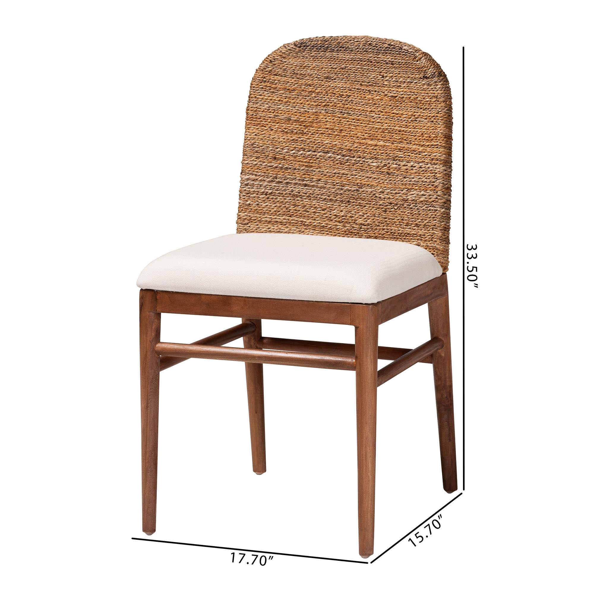 Arias Seagrass and Acacia Wood 2-Piece Dining Chair Set