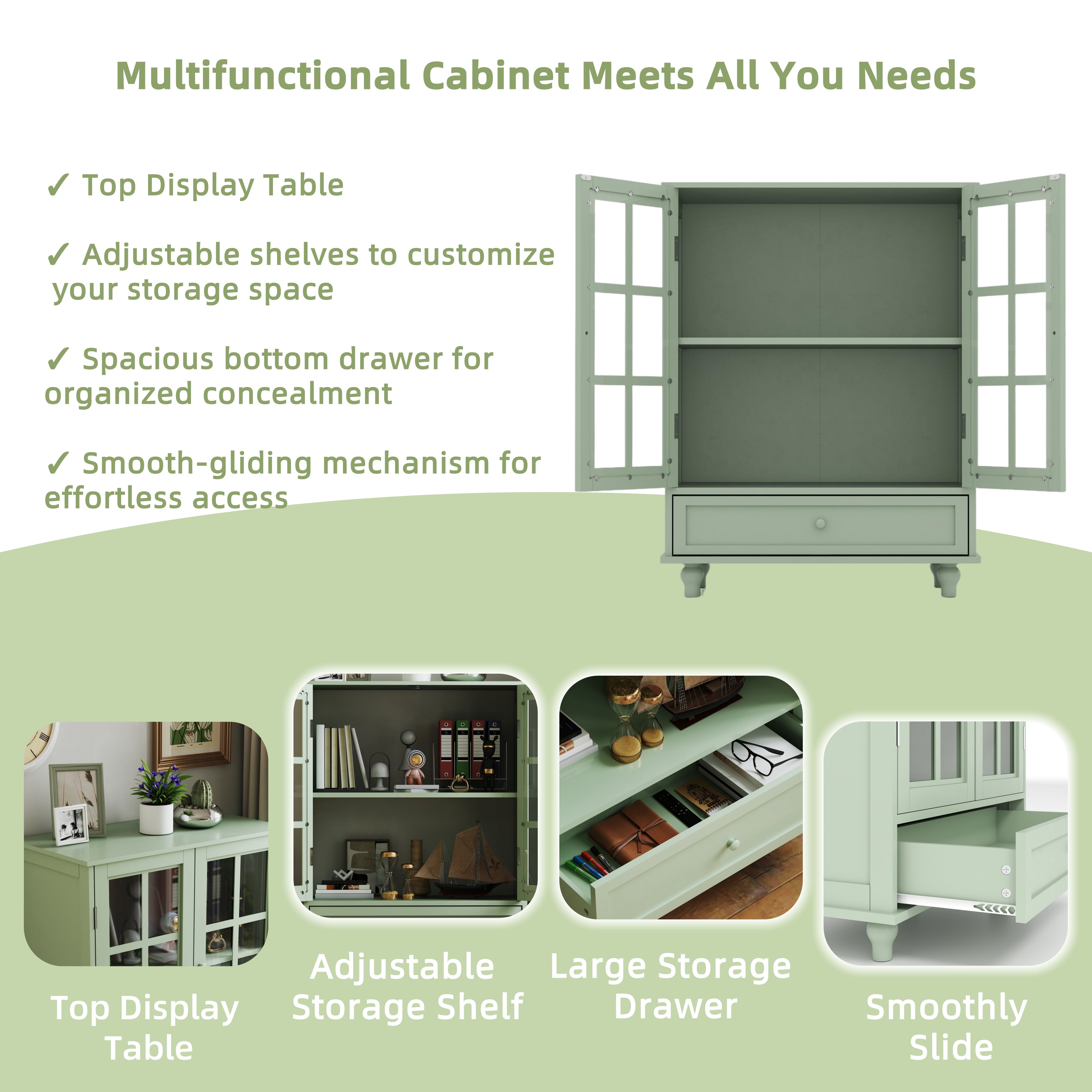 Double Glass Door Accent Cabinet