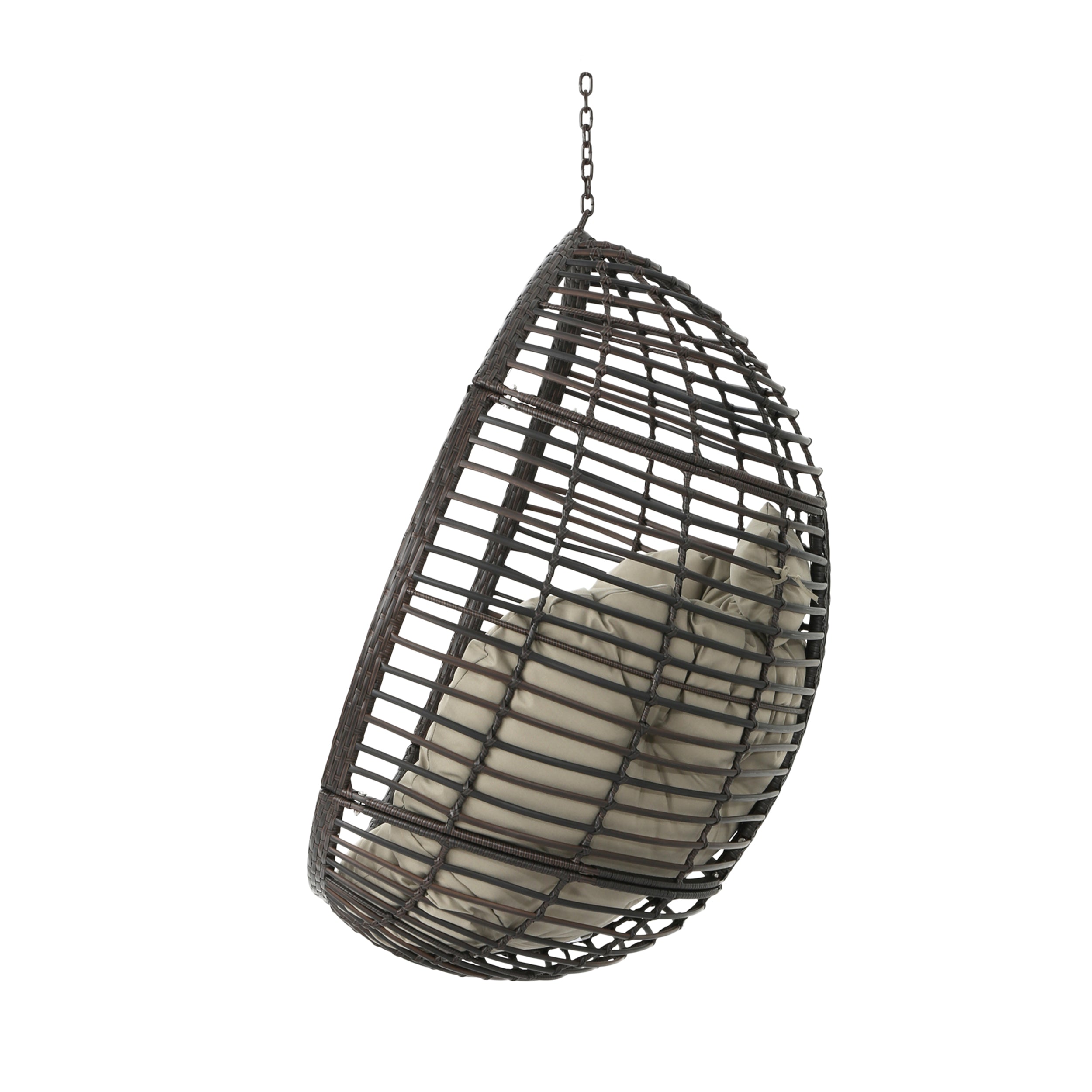 Liberation Outdoor Hanging Basket Chair with Metal Frame and Seat Cushion