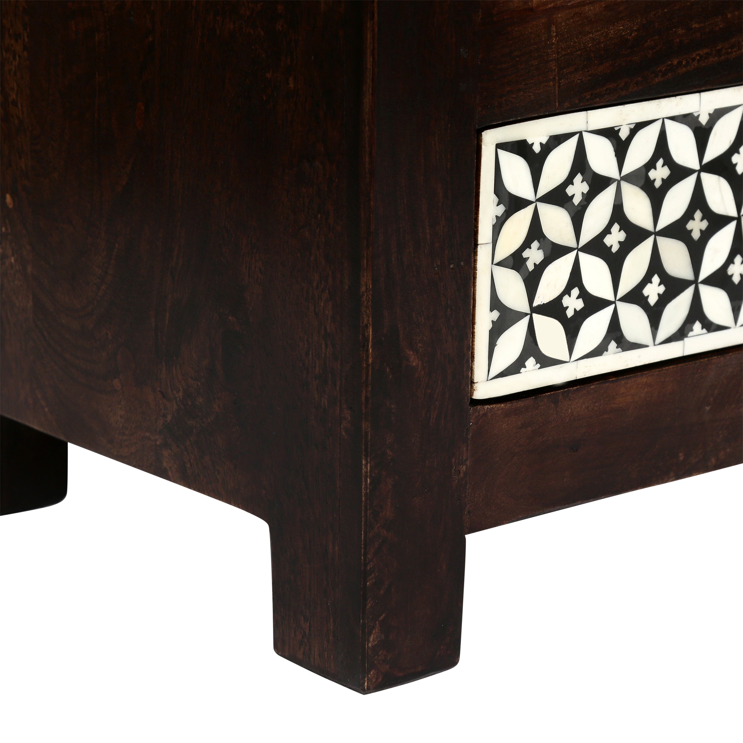 Wooden 3 Drawer Bone Fitted Nightstand